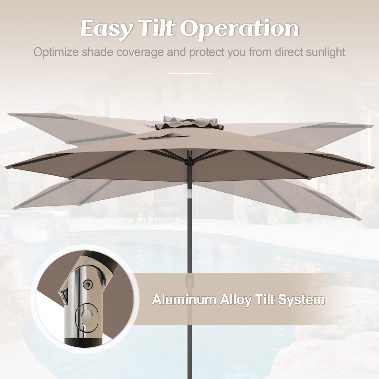 Gymax 10 ft Patio Umbrella Market Table Umbrella Yard Outdoor w/ 6 Ribs