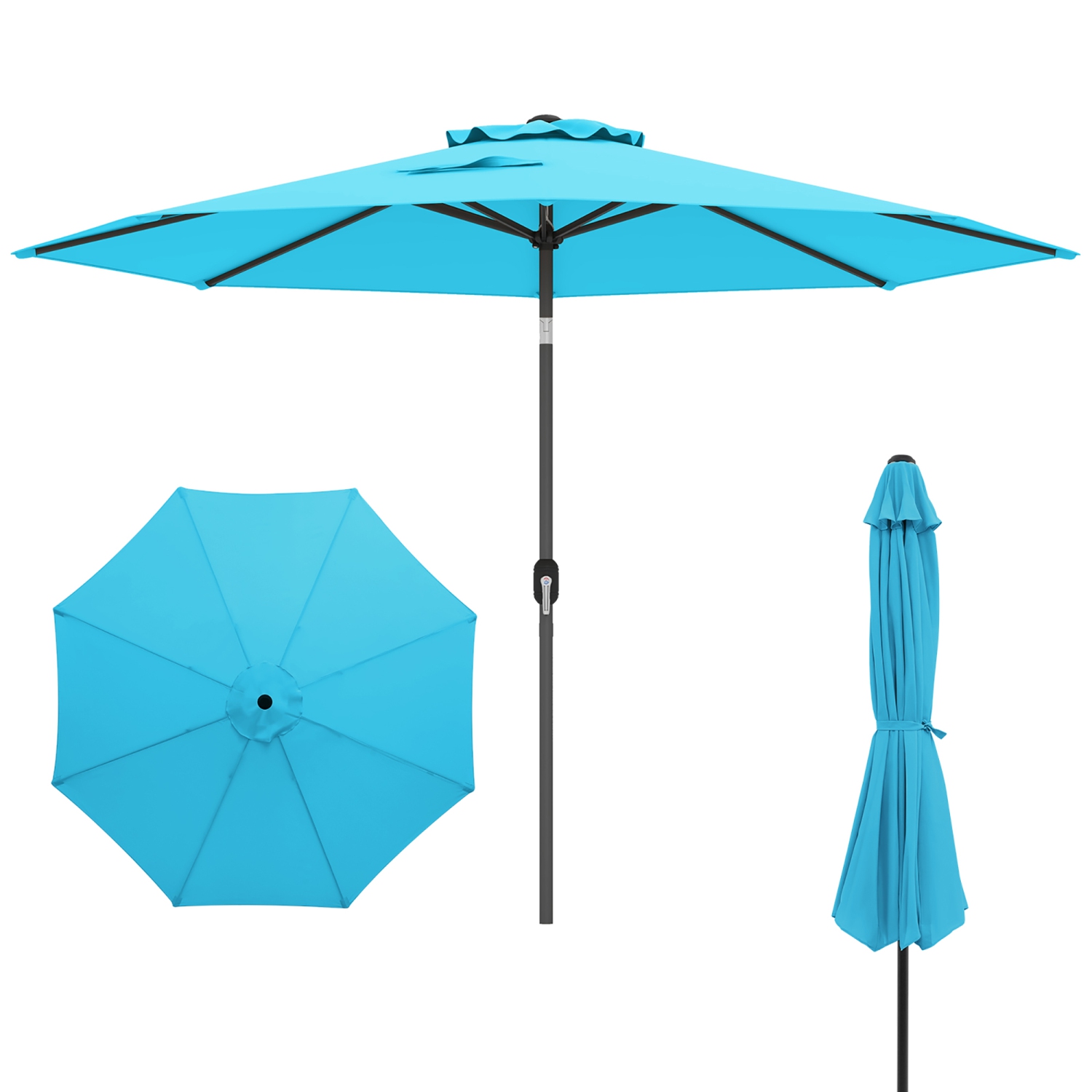 Gymax 10 ft Patio Umbrella Market Table Umbrella Yard Outdoor w/ 6 Ribs