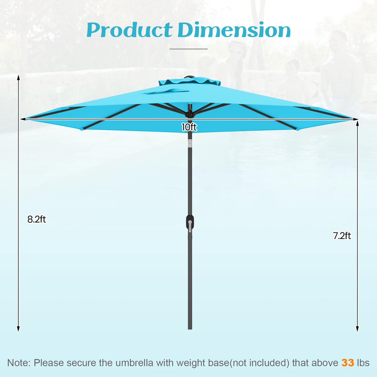 Gymax 10 ft Patio Umbrella Market Table Umbrella Yard Outdoor w/ 6 Ribs