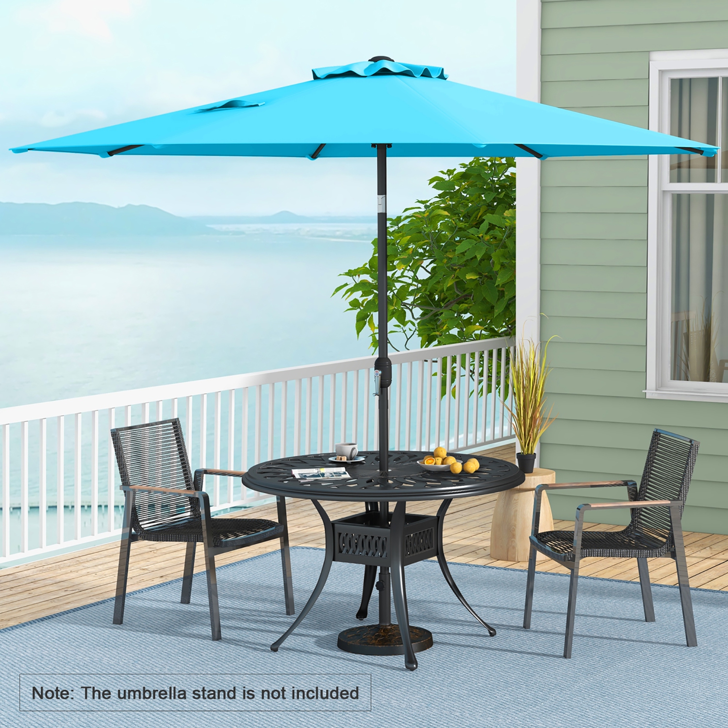Gymax 10 ft Patio Umbrella Market Table Umbrella Yard Outdoor w/ 6 Ribs