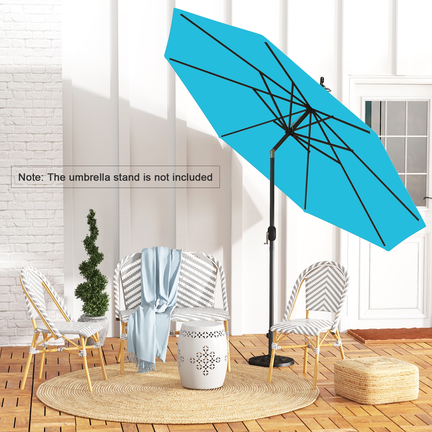 Gymax 10 ft Patio Umbrella Market Table Umbrella Yard Outdoor w/ 6 Ribs