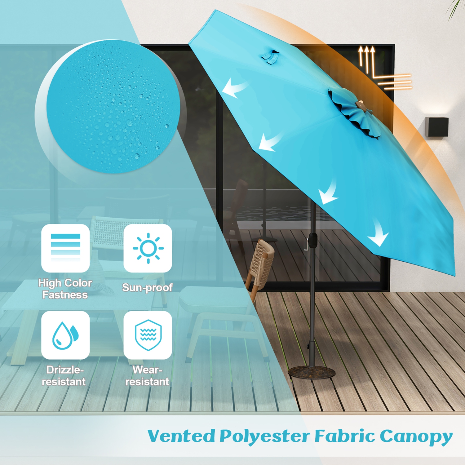 Gymax 10 ft Patio Umbrella Market Table Umbrella Yard Outdoor w/ 6 Ribs