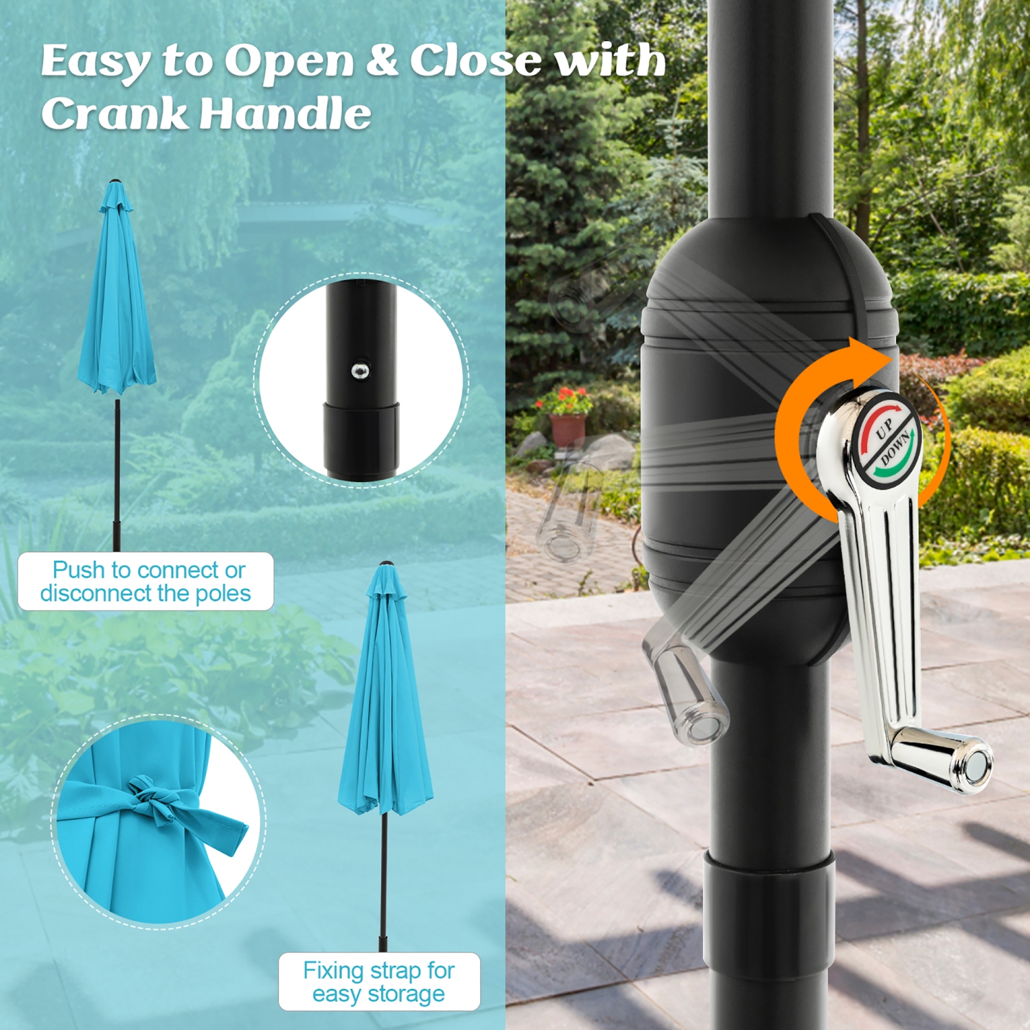 Gymax 10 ft Patio Umbrella Market Table Umbrella Yard Outdoor w/ 6 Ribs