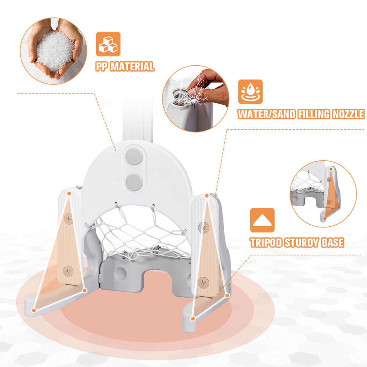 Gymax 3 in 1 Kids Basketball Hoop Set Adjustable Sports Activity Center w/ Balls White