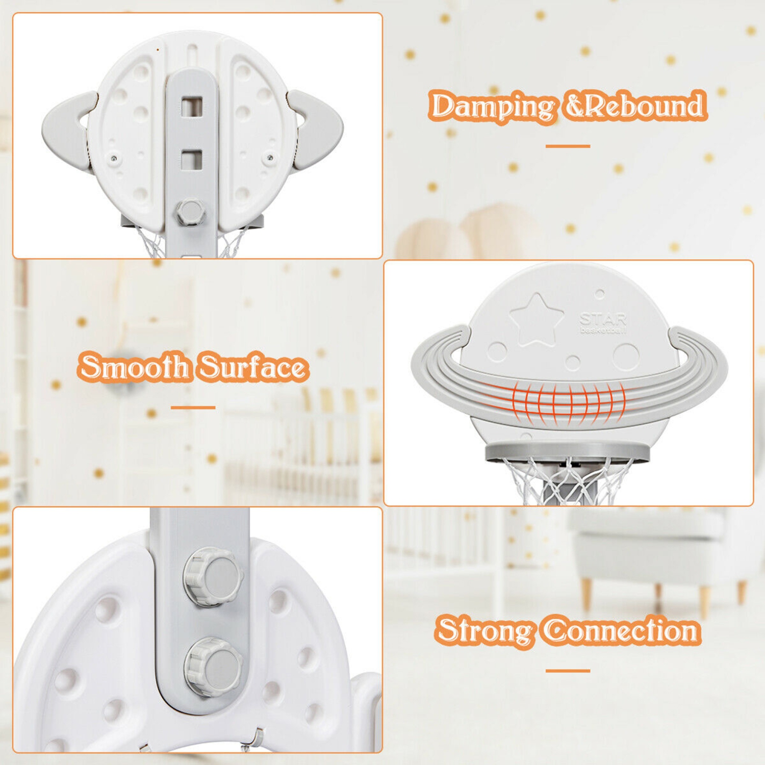 Gymax 3 in 1 Kids Basketball Hoop Set Adjustable Sports Activity Center w/ Balls White