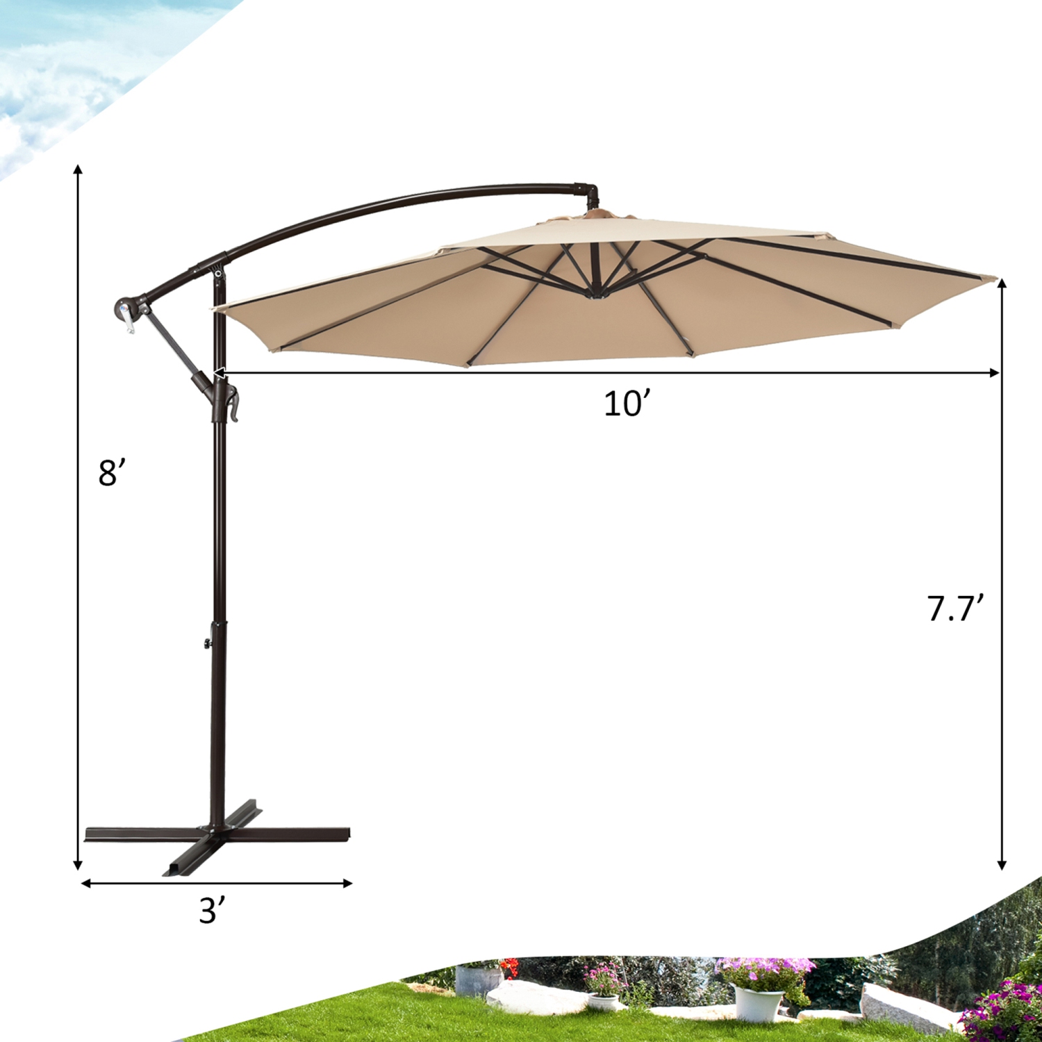 Parasol déporté Gymax – 3m