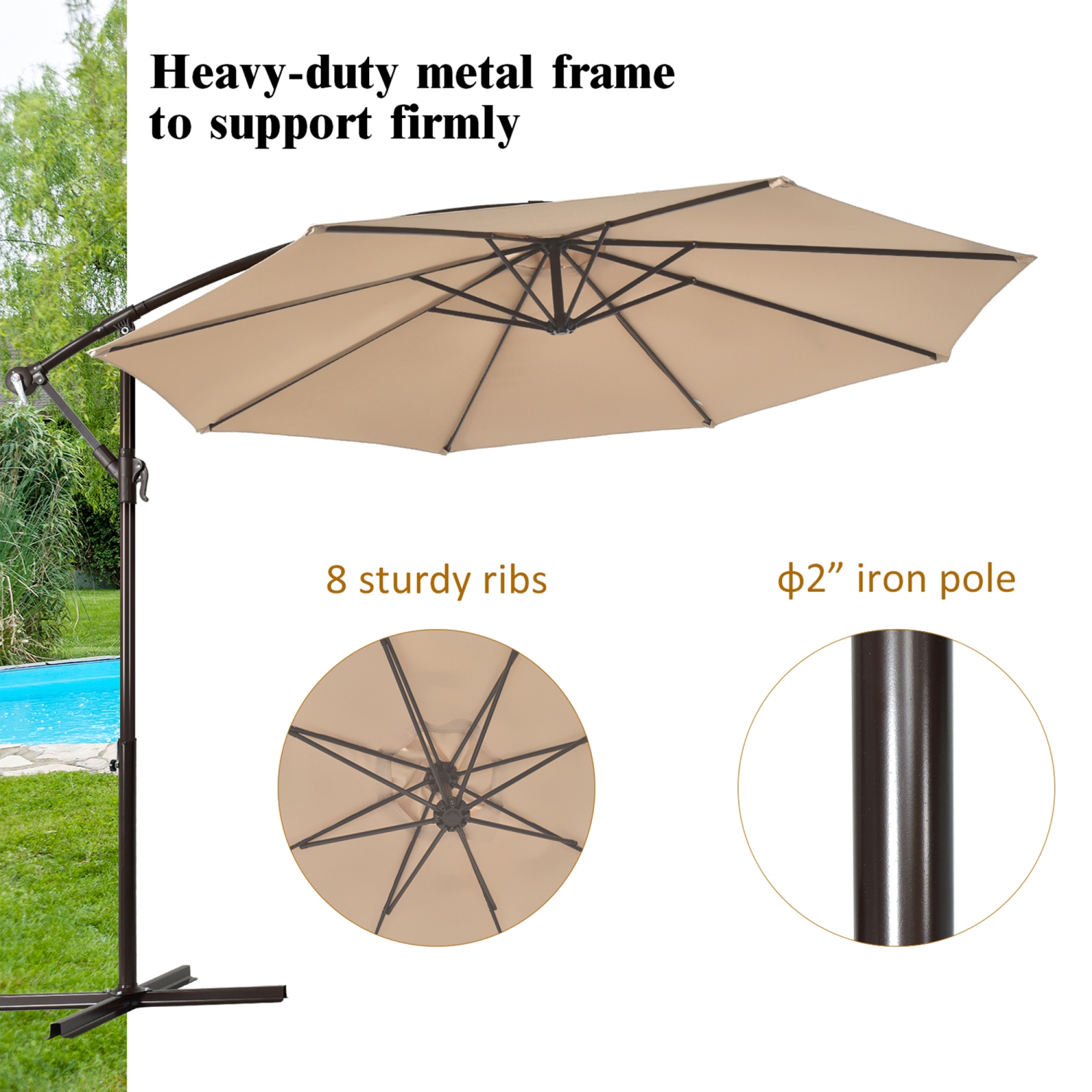 Parasol déporté Gymax – 3m