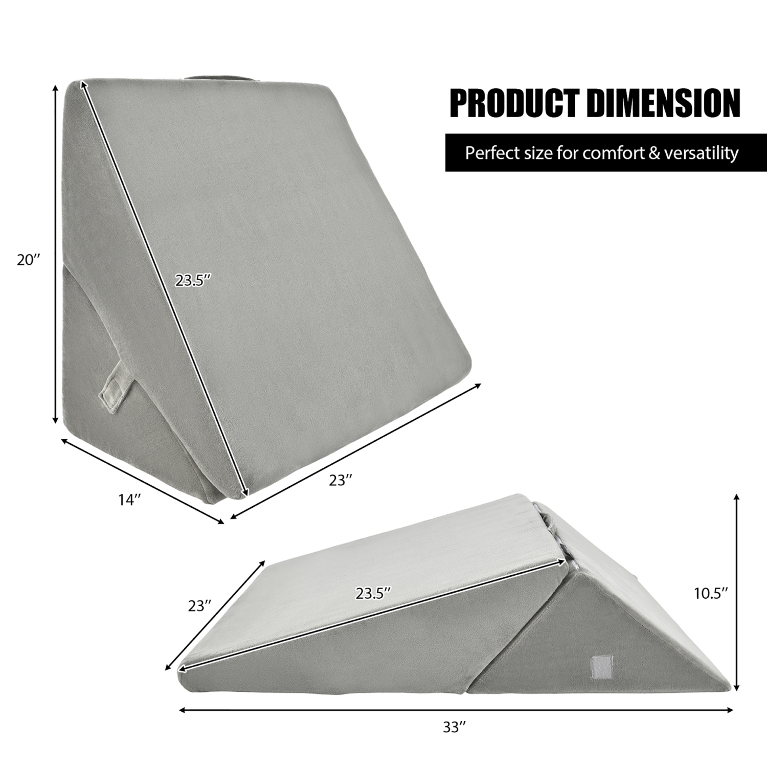 Costway Bed Wedge Pillow Adjustable Memory Foam Reading Sleep Back Support