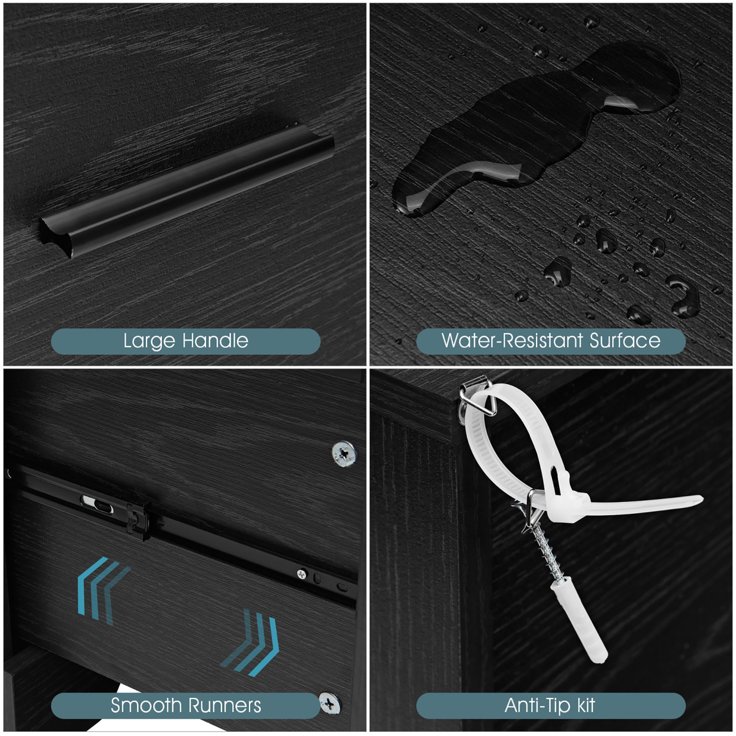 Costway 2-Drawer Lateral File Cabinet w/Adjustable Bars for Home Office Black