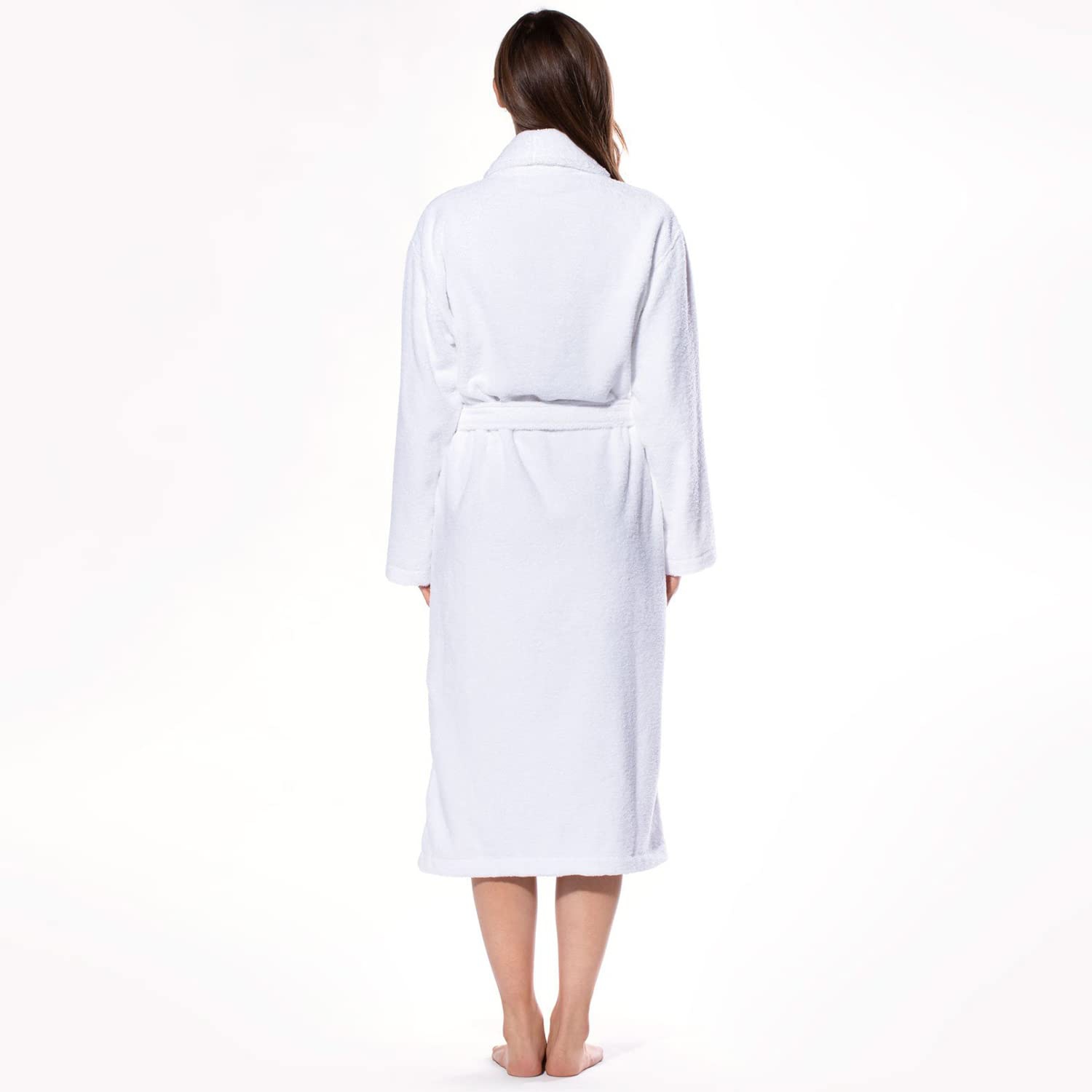 Canadian Linen Everest Shawl Collar Cotton Terry Bathrobe, 100% Ring Spun Cotton 350 GSM Housecoat Unisex Two Large Pocket Sleepwear - Super Soft