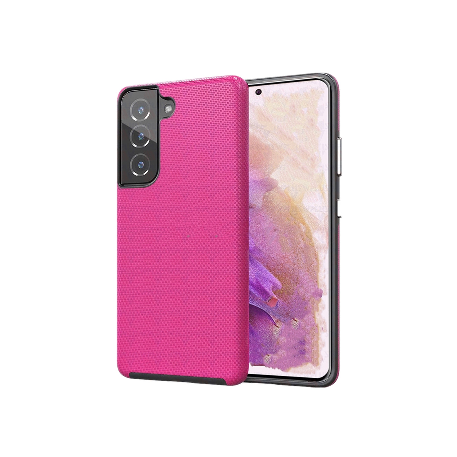 【CSmart】 Slim Fitted Hybrid Hard PC Shell Shockproof Scratch Resistant Case Cover for Samsung Galaxy S21 Plus, Hot Pink