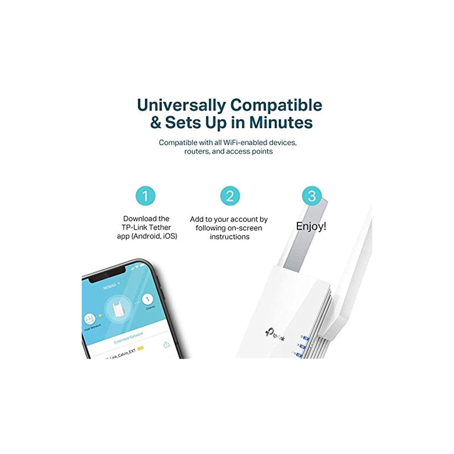 TP-LINK WIFI EXTENDER AX1500 WiFi Extender Internet Booster, WiFi 6 Range Extender Covers up to 1500 sq. ft. and 25 Devices, Dual Band up to 1.5Gbps