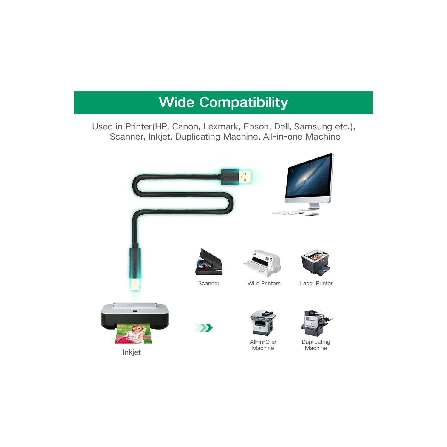 USB Printer Cable USB 2.0 A Male to B Male 5M