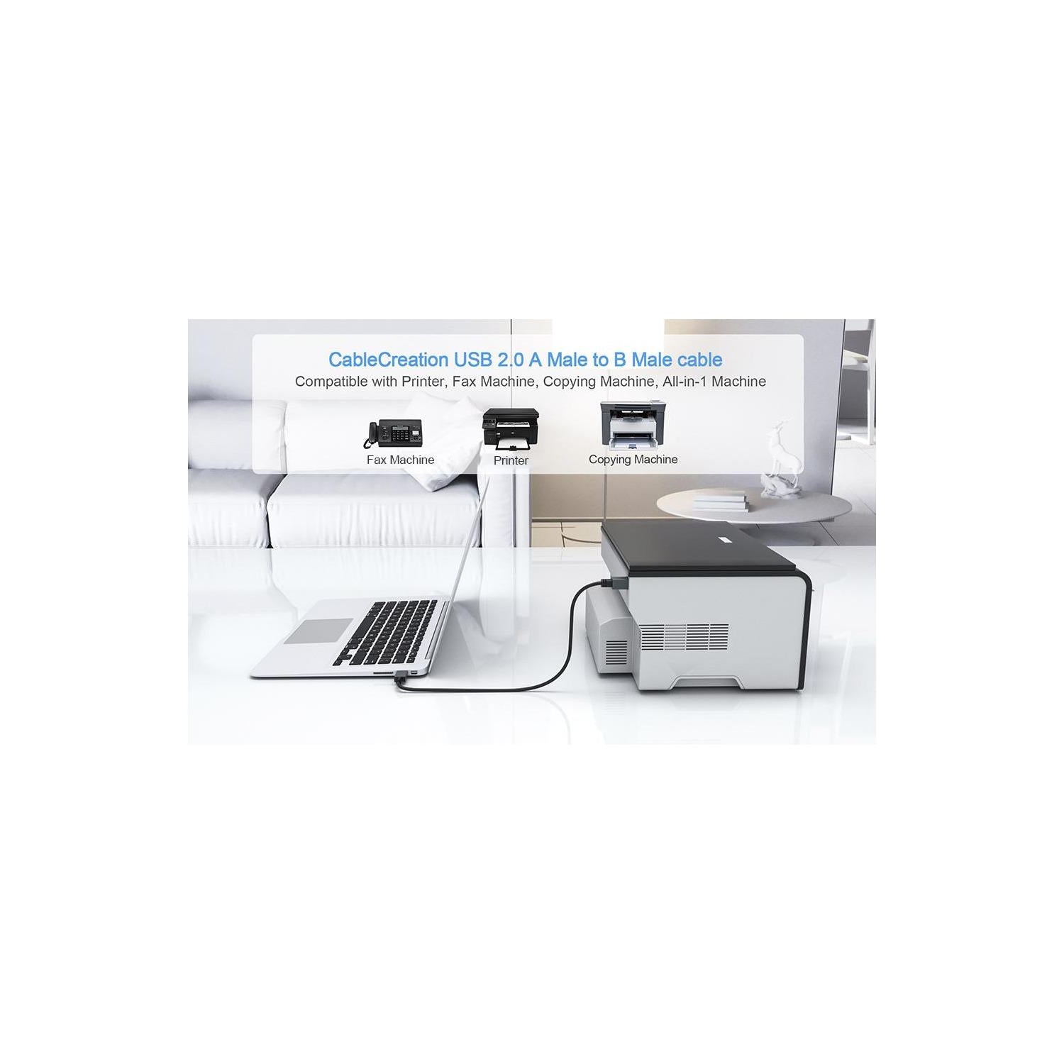 [10 Pack] USB Printer Cable USB 2.0 A Male to B Male 5M