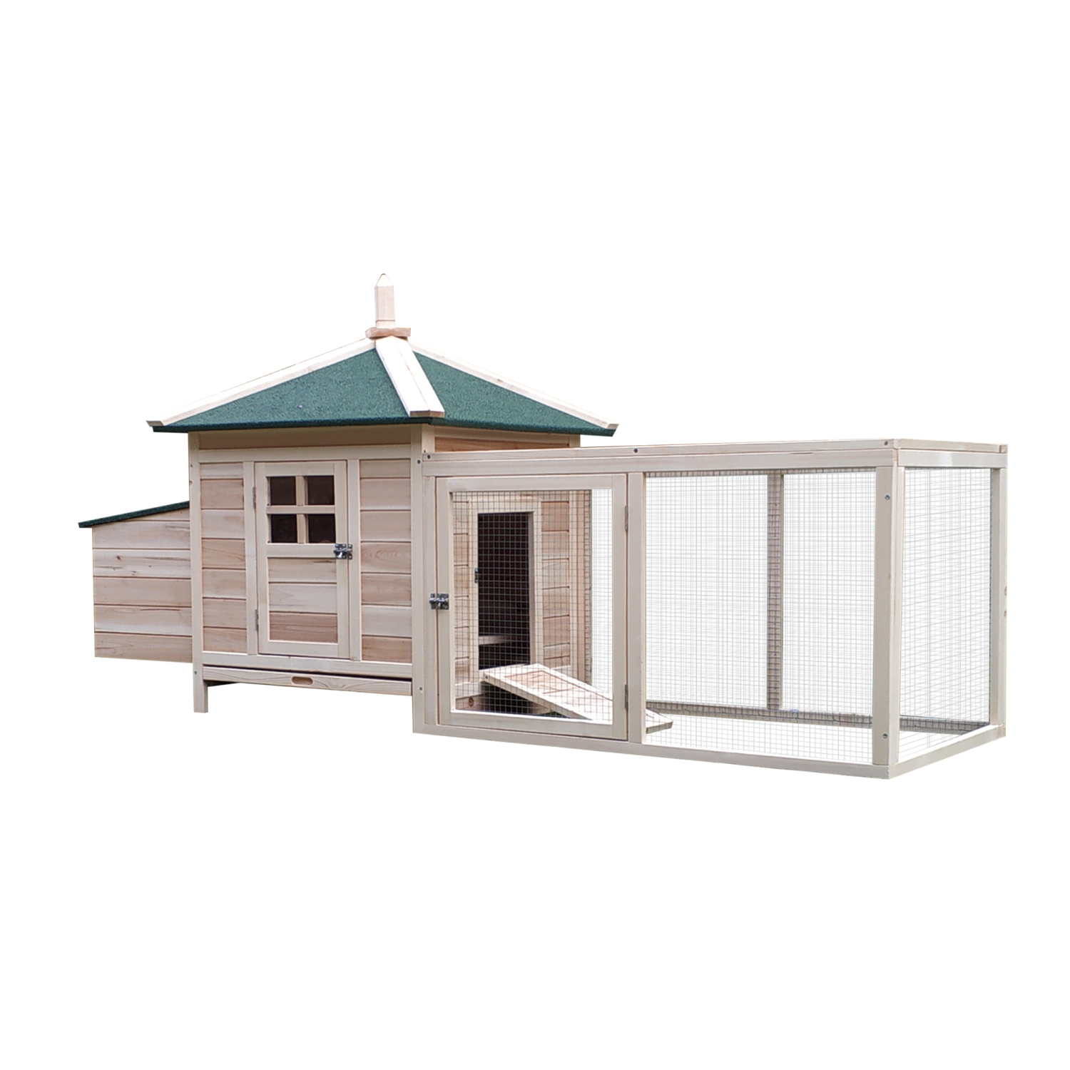 PawHut 77" Chicken Coop Hen House Rabbit Hutch Poultry Cage Pen Outdoor Backyard with Nesting Box Run Natural