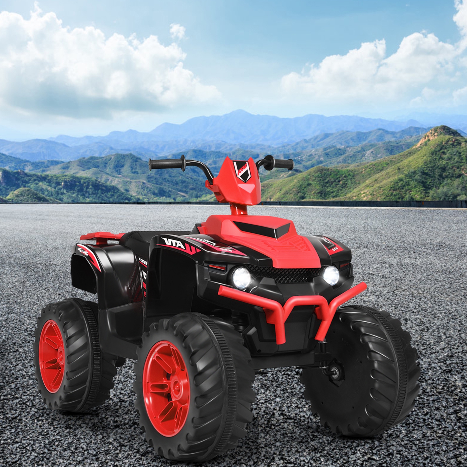 Voiture électrique 12 V de Marque Gymax Pour Enfants Quad 4 Roues Tout Terrain Avec Musique Et Lumière LED Rouge