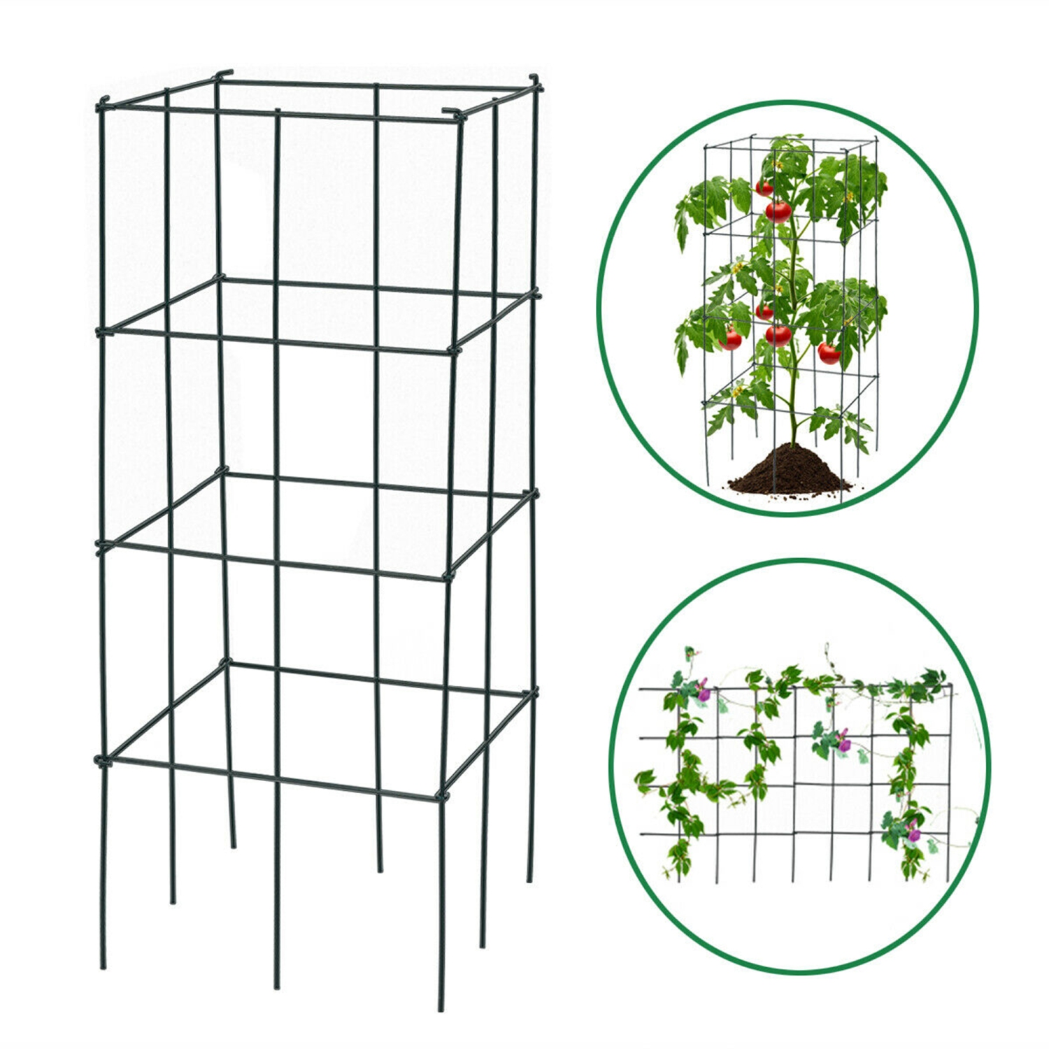Gymax 4 Pack Tomato Cages Garden Cages Stakes Plant Trellis 16'' x 16'' x 39''