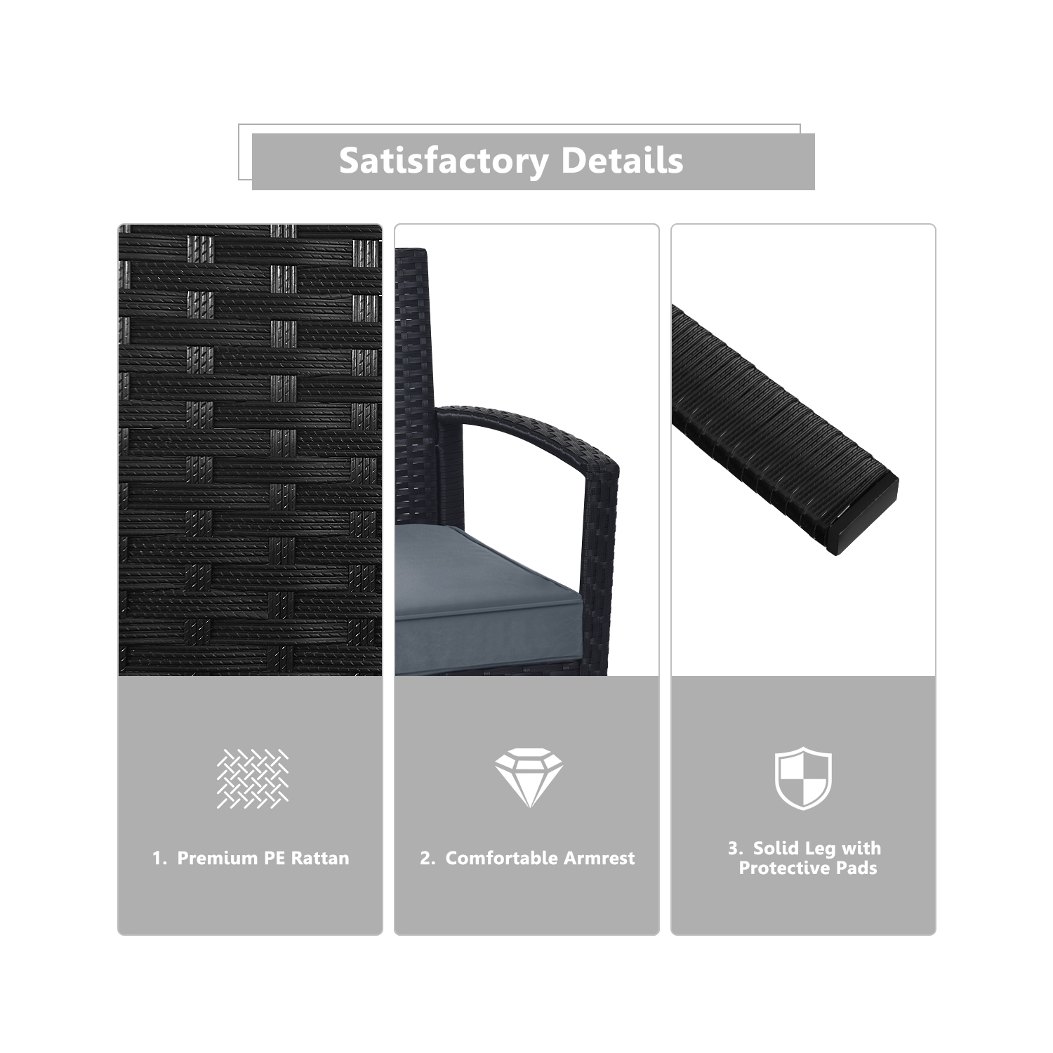 Mobilier de Jardin en Rotin Gymax 8 pièces en Osier Noir