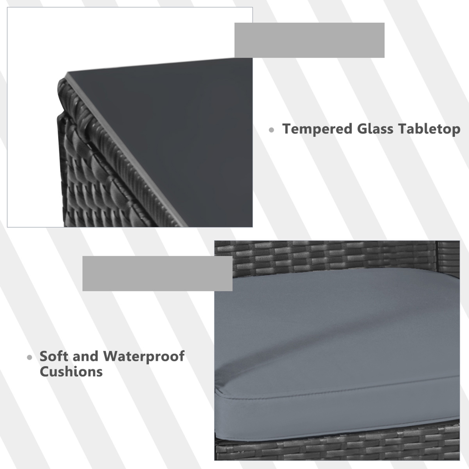 Mobilier de Jardin en Rotin Gymax 8 pièces en Osier Noir