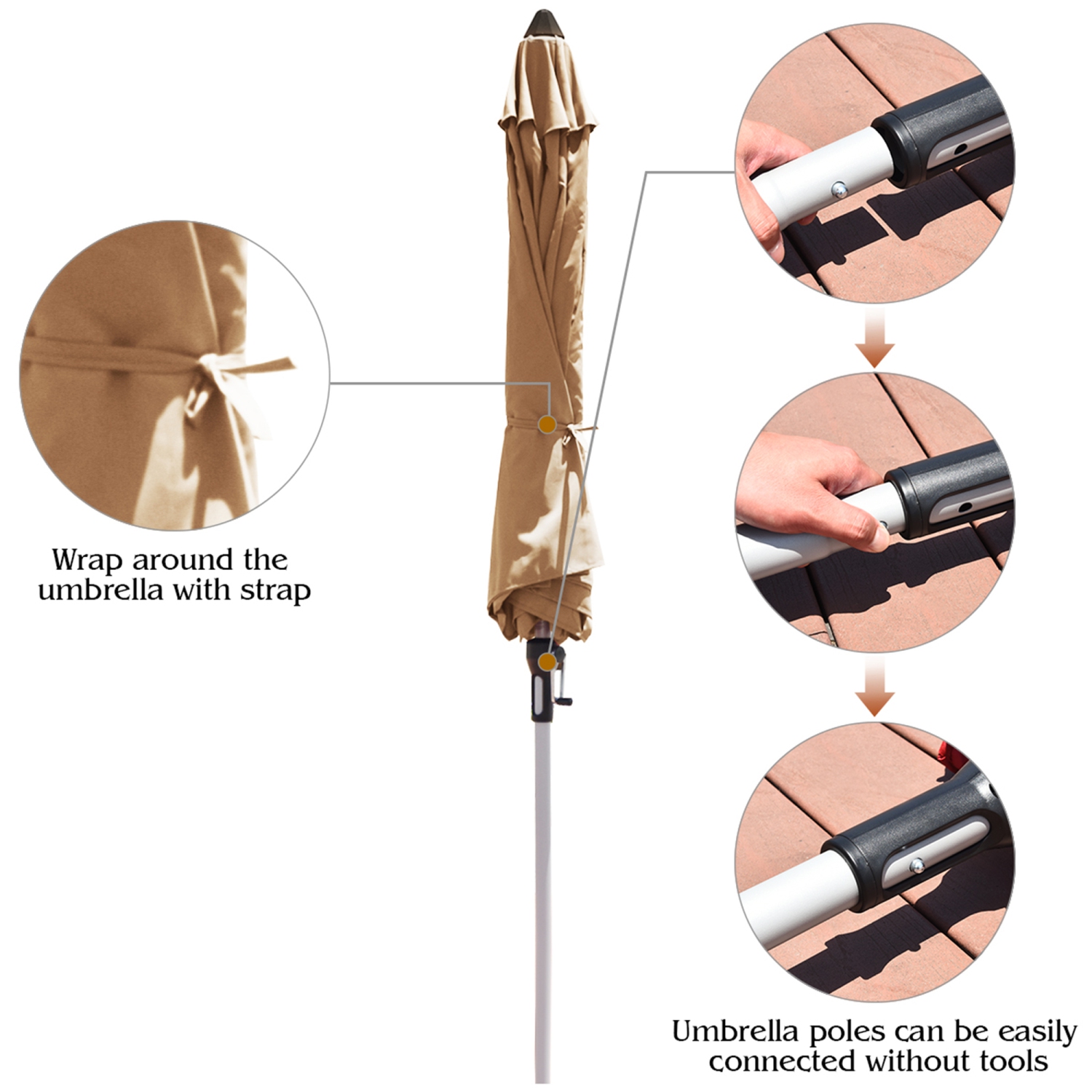 Gymax 9Ft Patio Outdoor Umbrella Market Table Umbrella w/ Crank 8 Ribs Beige