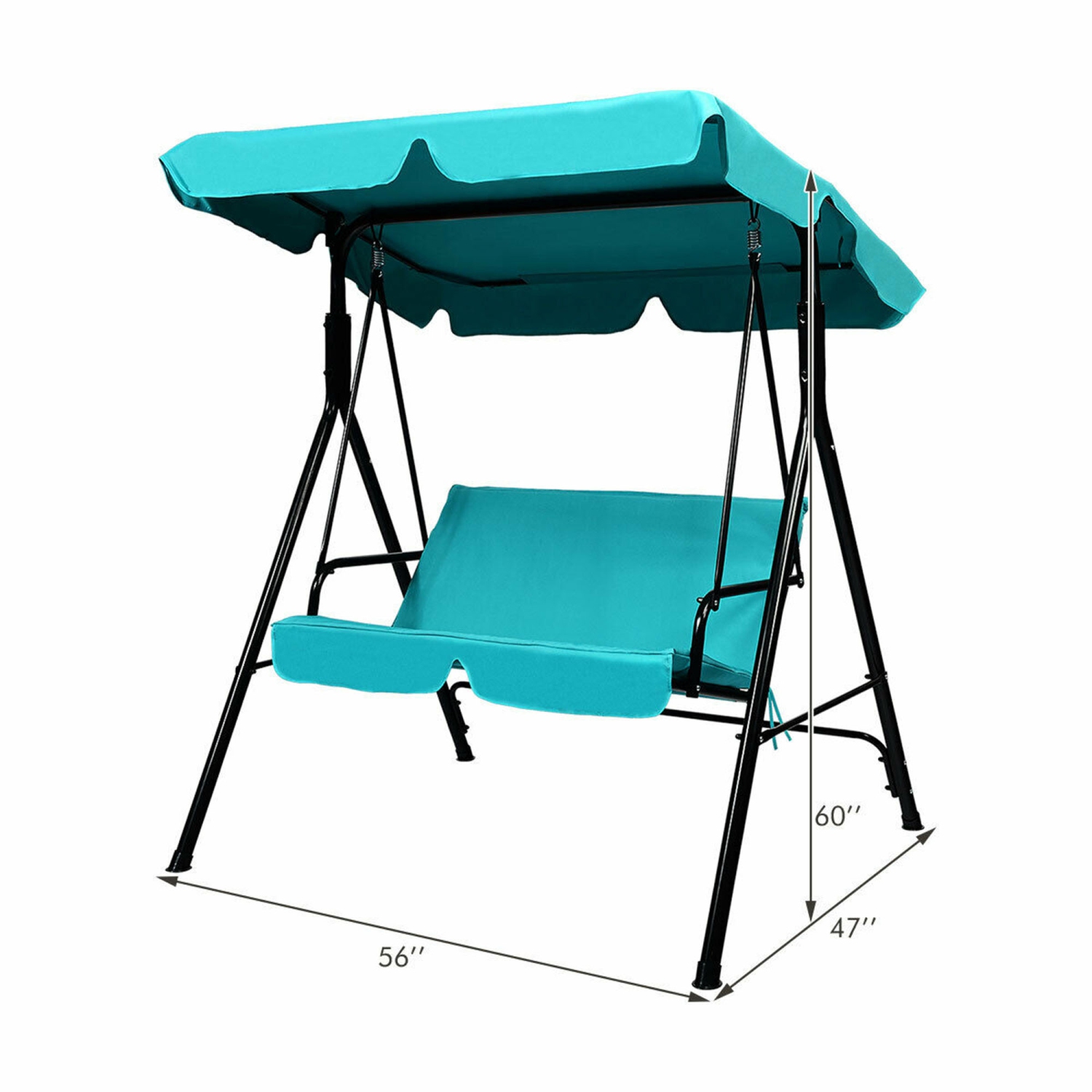 Gymax Blue Outdoor Swing Canopy Patio Swing Chair 2-Person Canopy Hammock