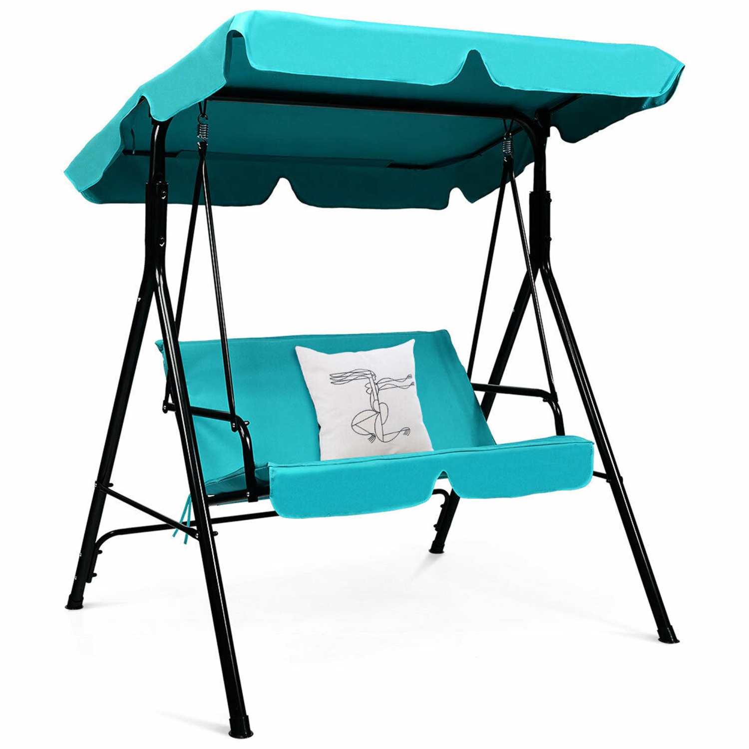 Gymax Blue Outdoor Swing Canopy Patio Swing Chair 2-Person Canopy Hammock