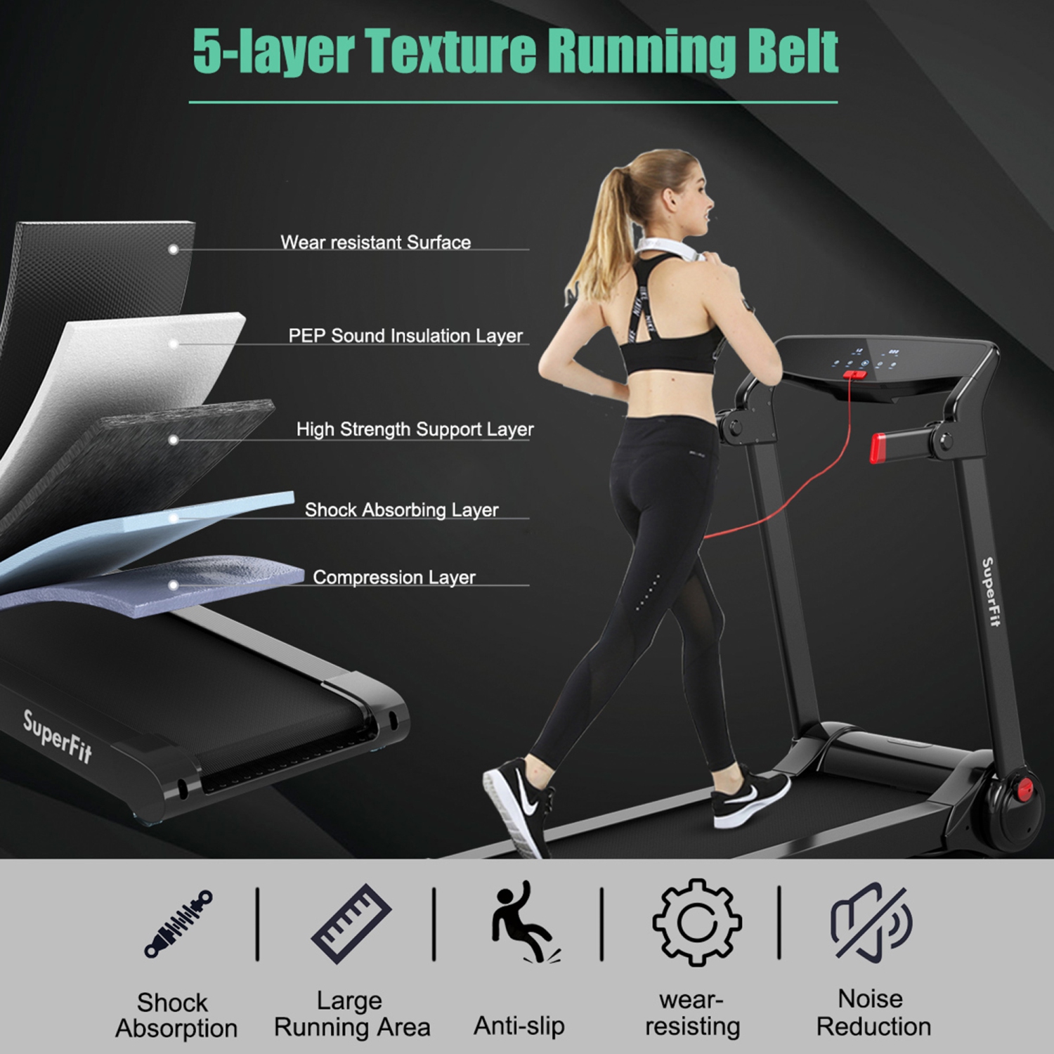 Gymax Folding Electric Treadmill 3.0HP Exercise Running Machine w/ App Control