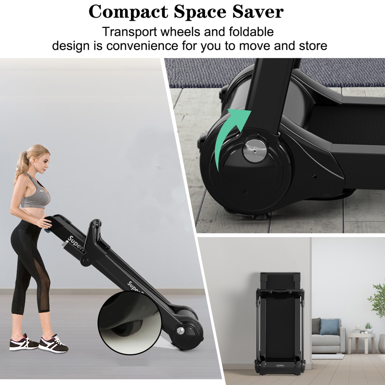 Gymax Tapis Roulant Électrique Pliable Appareil pour Exercices de Course Puissance de 3.0 HP avec contrôle via application