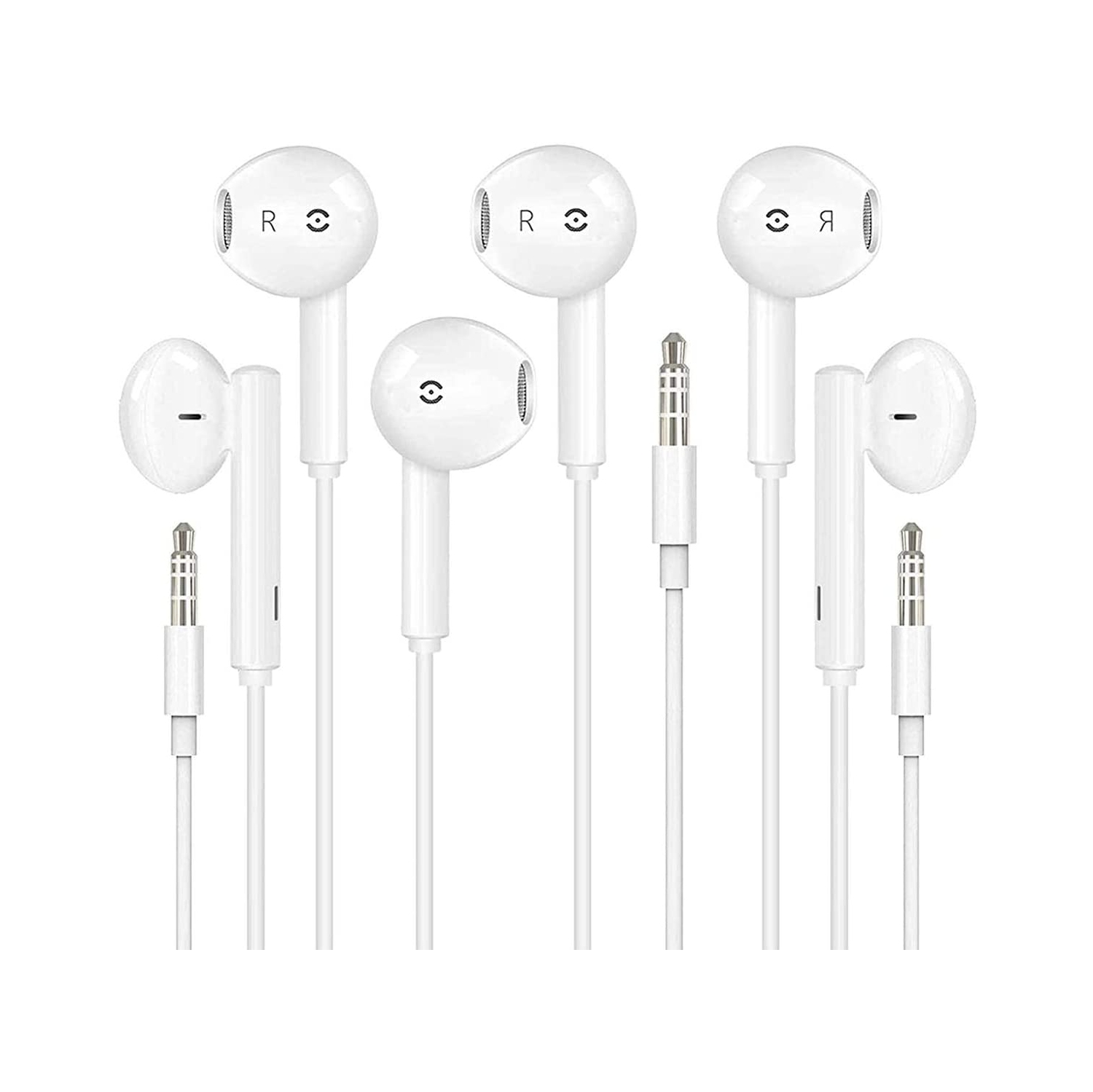 CABLESHARK for Apple Compatible Earbuds/Headphones/Earphones with 3.5mm Wired in Ear Headphone Plug(Built-in Microphone & Volume Control) Compatible with iPhone,iPad,Compter,MP3/4,Android etc - 3 Pack