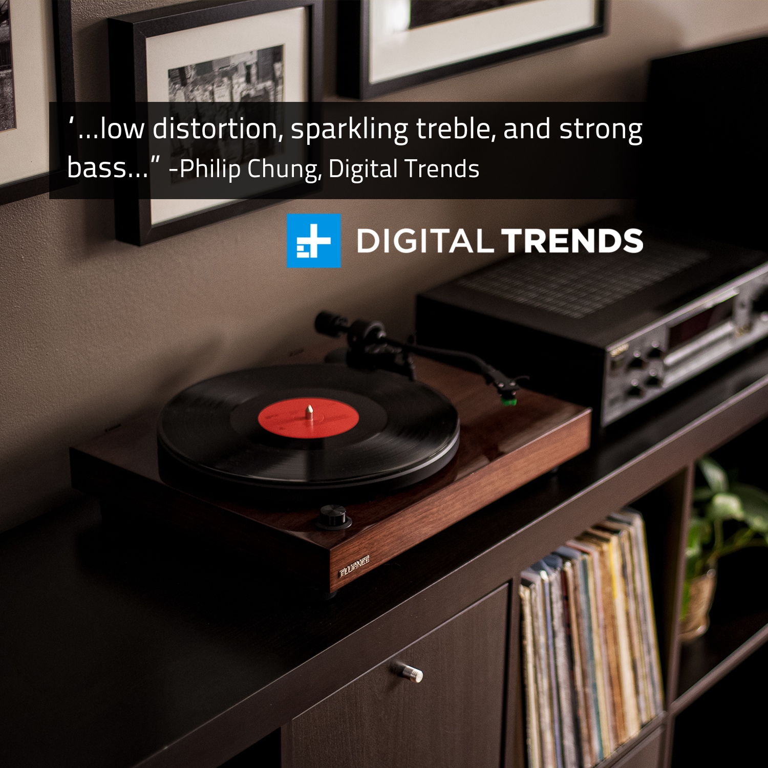 Tourne-disque en vinyle Elite RT81 de Fluance, cartouche d’Audio Technica avec poids de disque et trousse de nettoyage pour vinyle