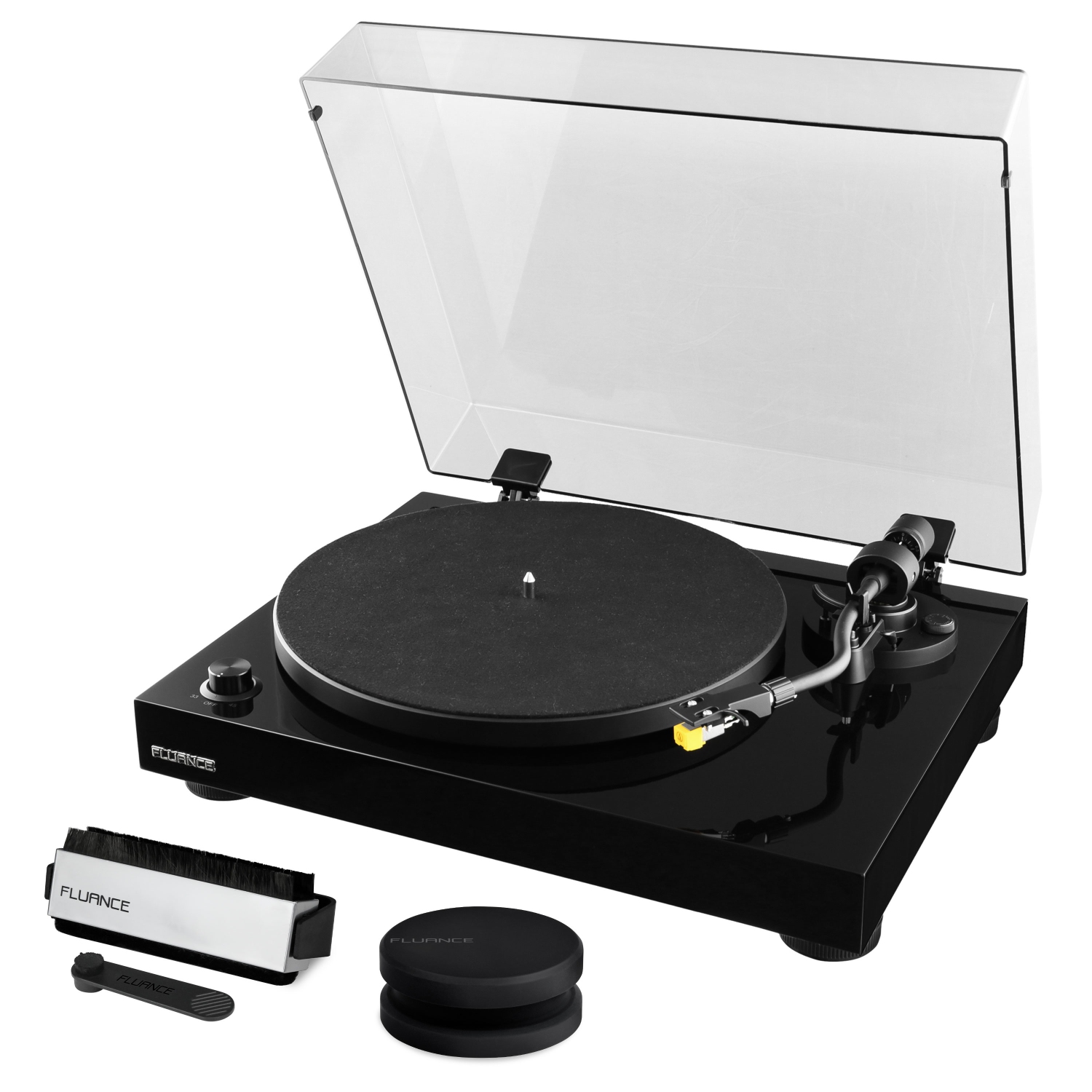 Fluance RT80 Classic Vinyl Turntable Record Player, Audio Technica Cartridge with Record Weight and Vinyl Cleaning Kit