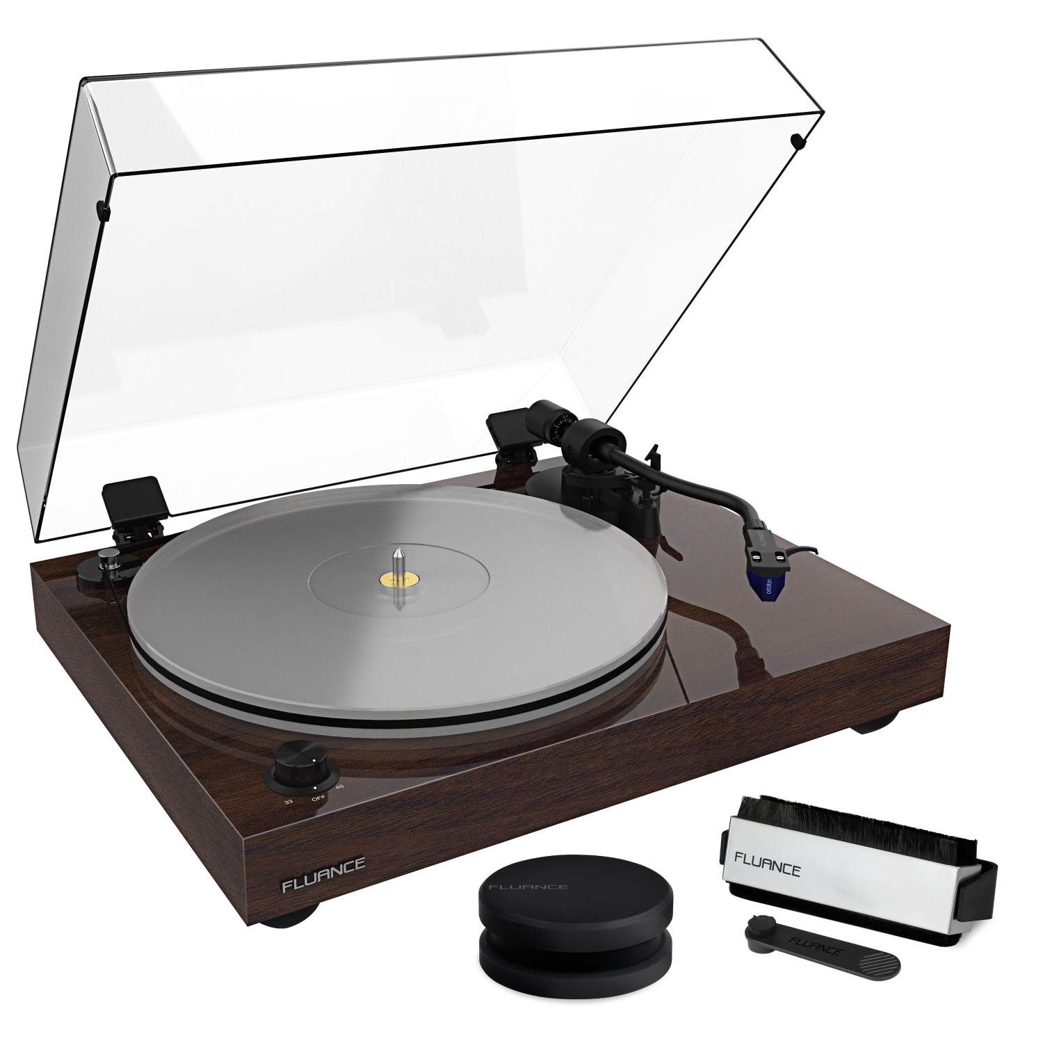 Tourne-disque en vinyle RT85 Reference de Fluance avec poids de disque et trousse de nettoyage pour vinyle