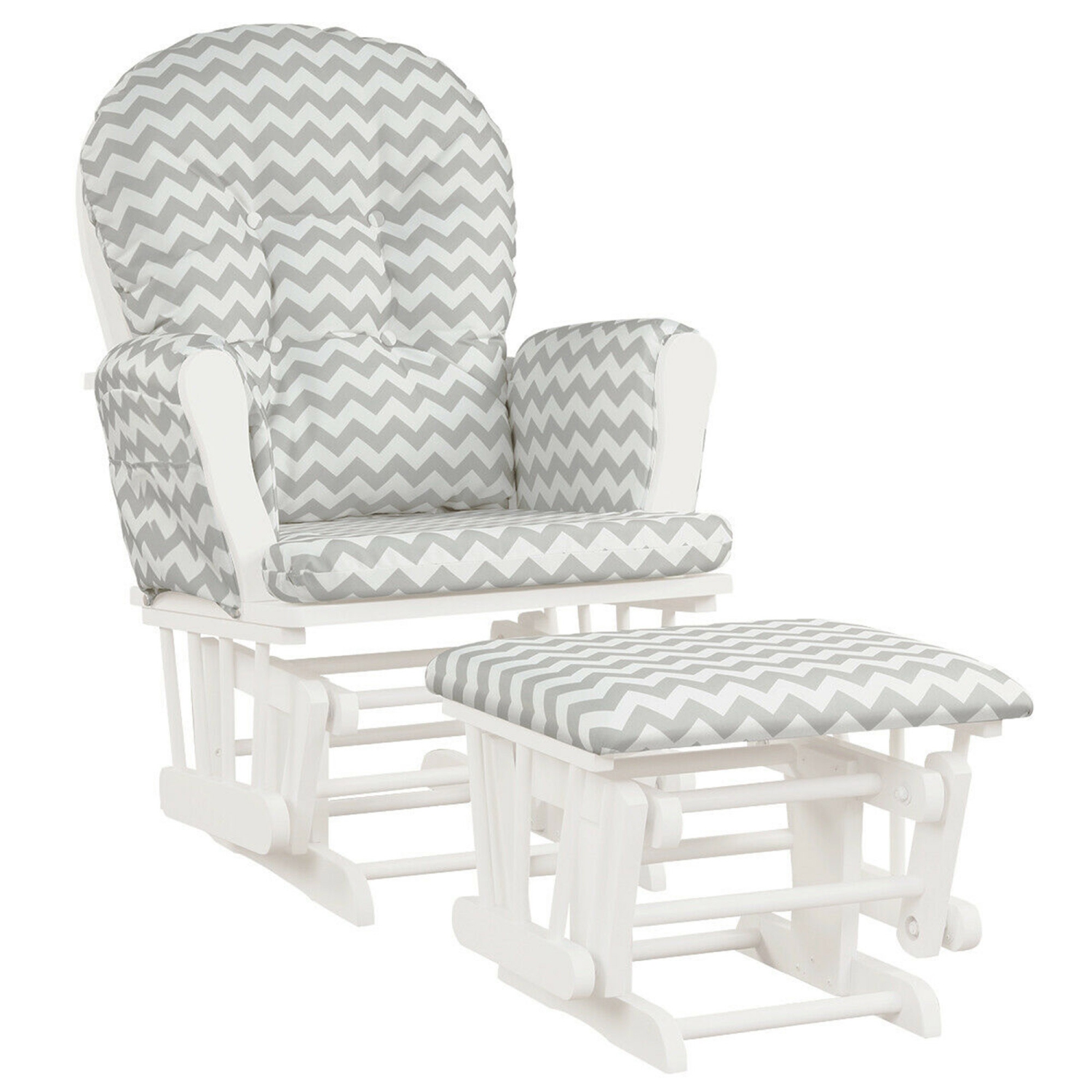 Gymax Baby Nursery Relax Rocker Rocking Chair Glider & Ottoman Set w/ Cushion