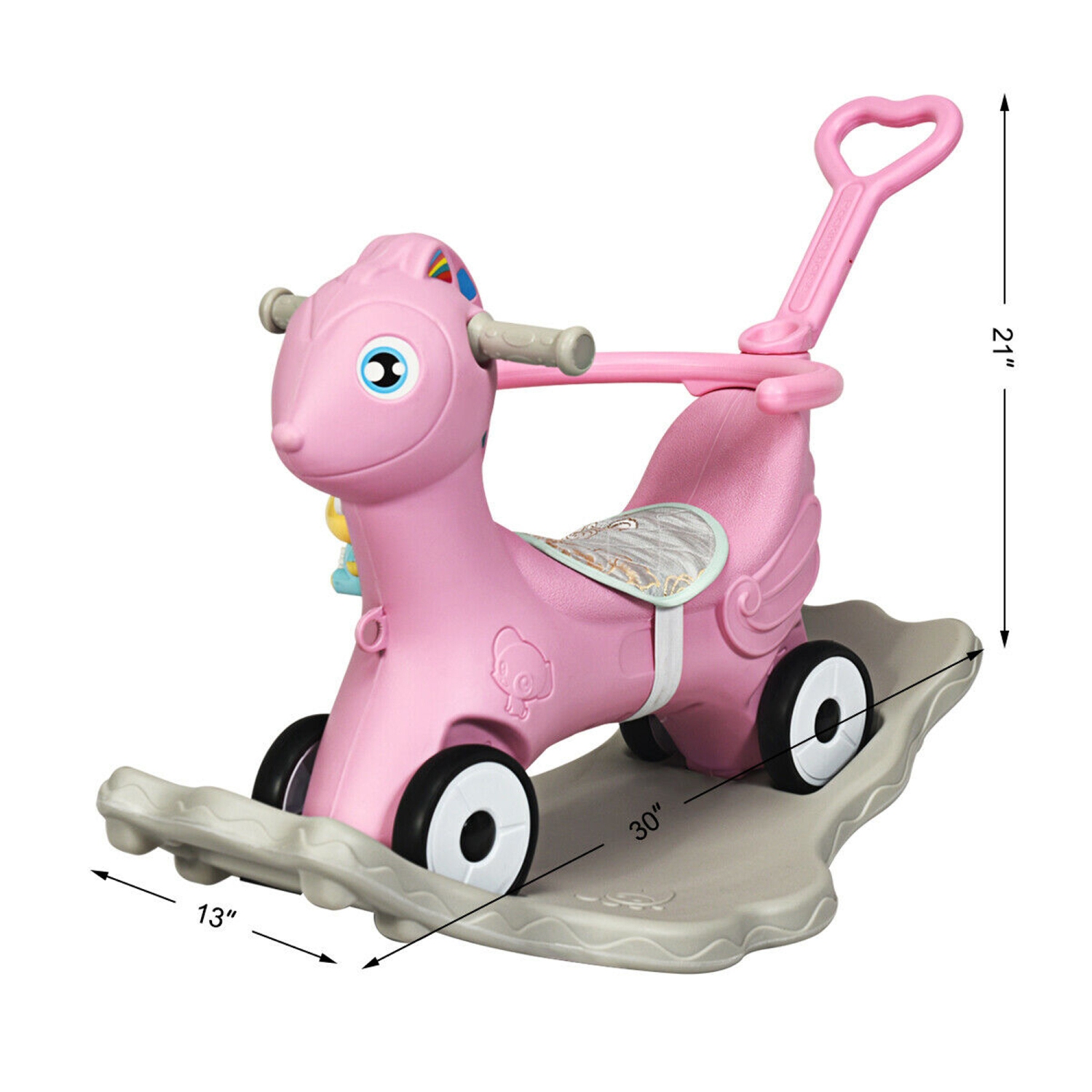 Gymax Baby Rocking Horse 4 in 1 Kids Ride On Toy Push Car w/ Music Indoor Outdoor Gift