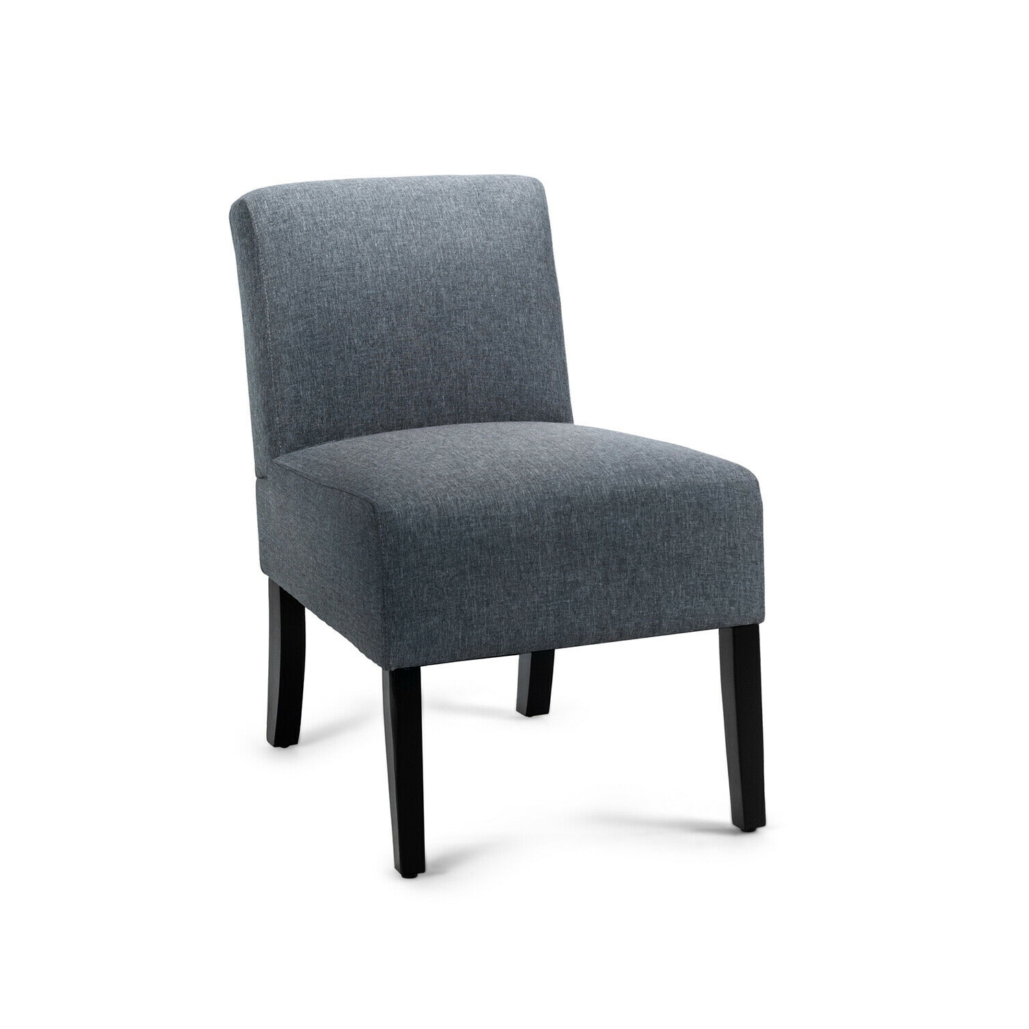 Gymax Accent Chair Fabric Upholstered Leisure Chair Single Sofa with Wooden Legs Grey