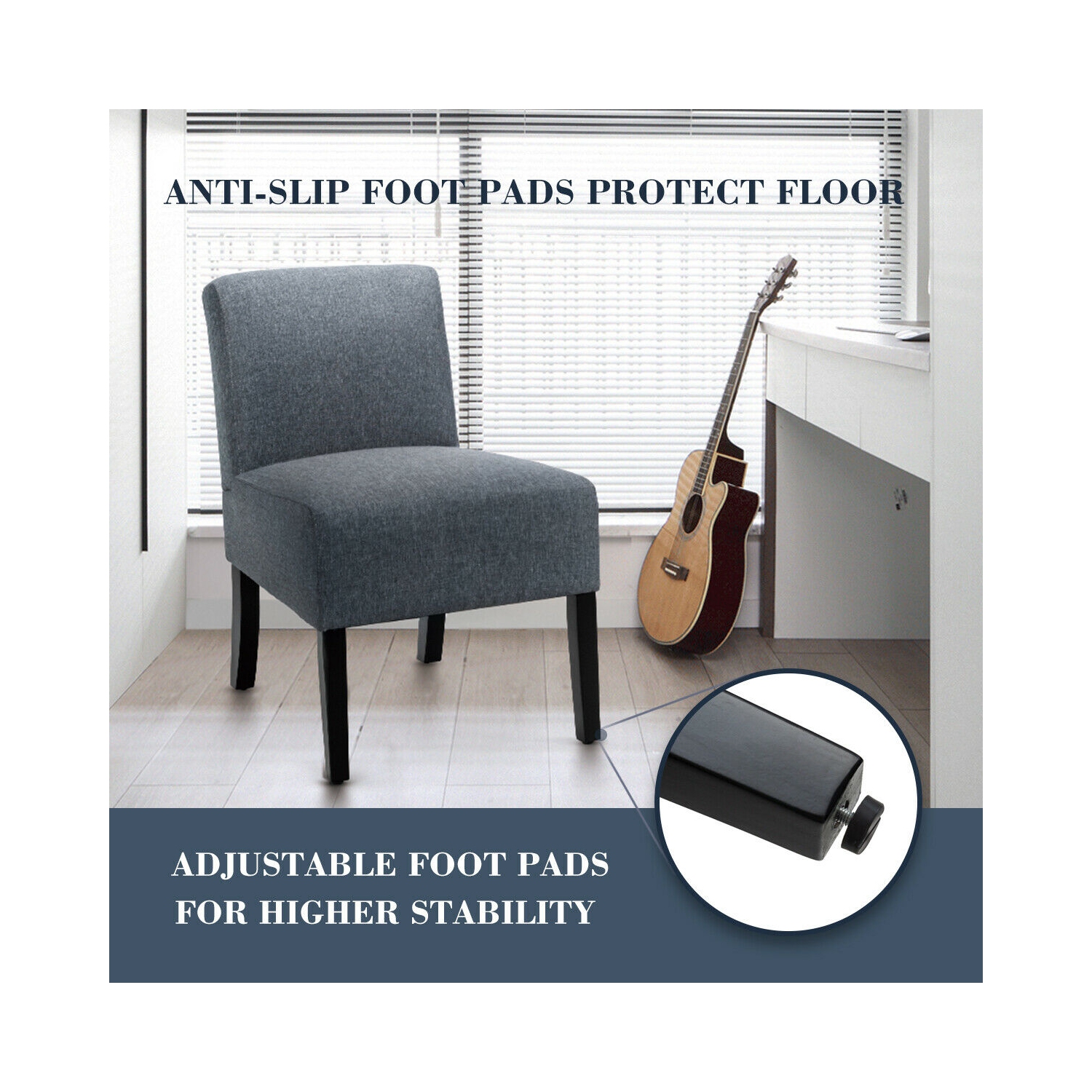 Gymax Accent Chair Fabric Upholstered Leisure Chair Single Sofa with Wooden Legs Grey