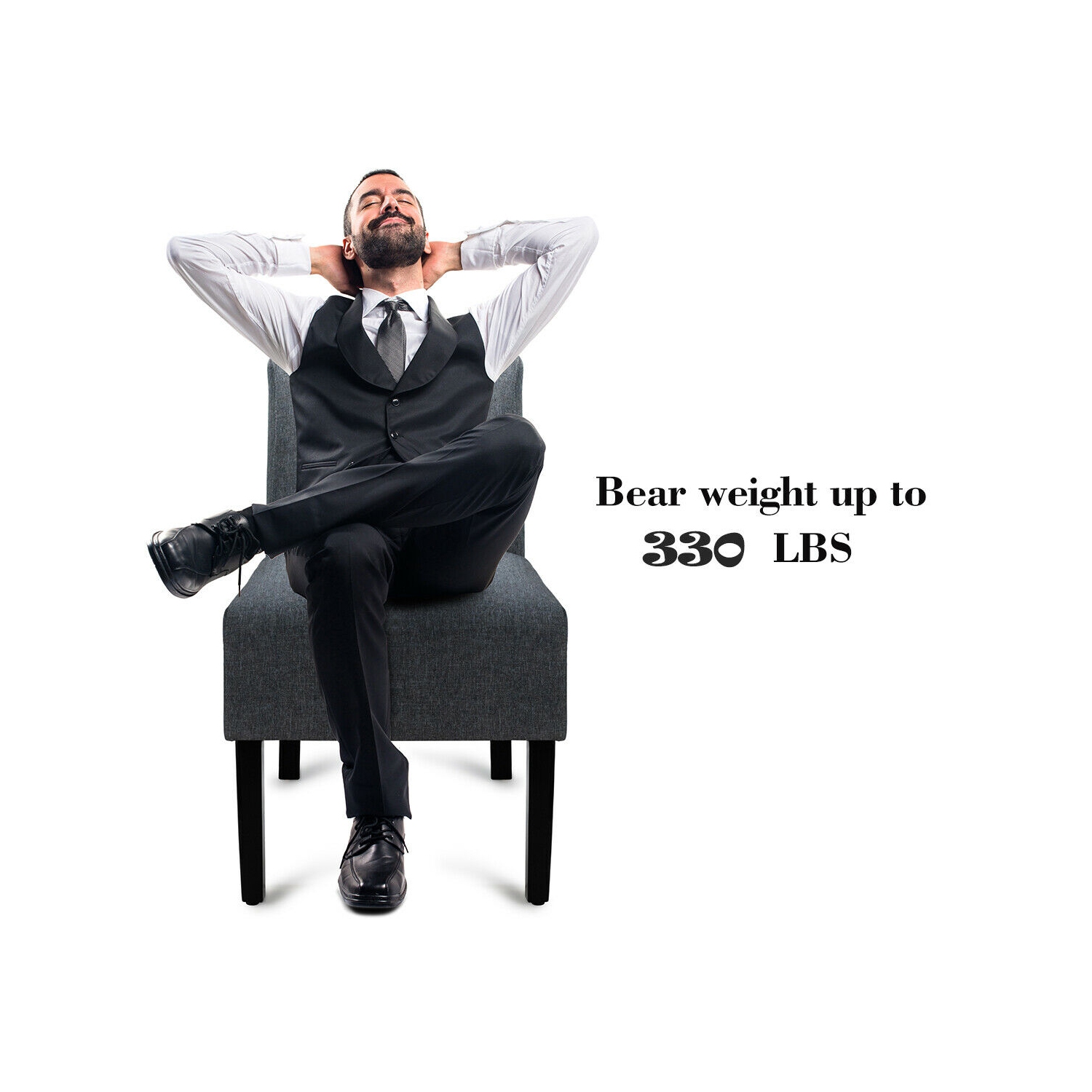 Gymax Accent Chair Fabric Upholstered Leisure Chair Single Sofa with Wooden Legs Grey