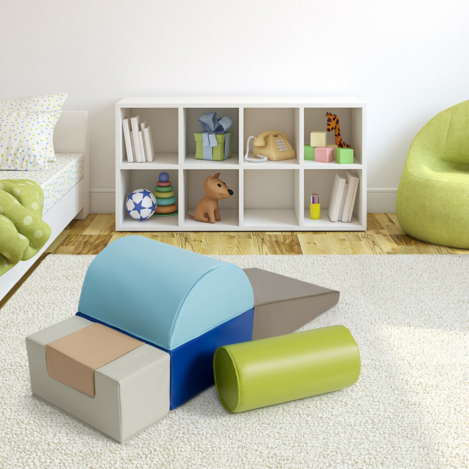 Gymax 6 Piece Climb Crawl Play Set Indoor Kids Baby Toddler Safe Soft Foam Blocks Toys