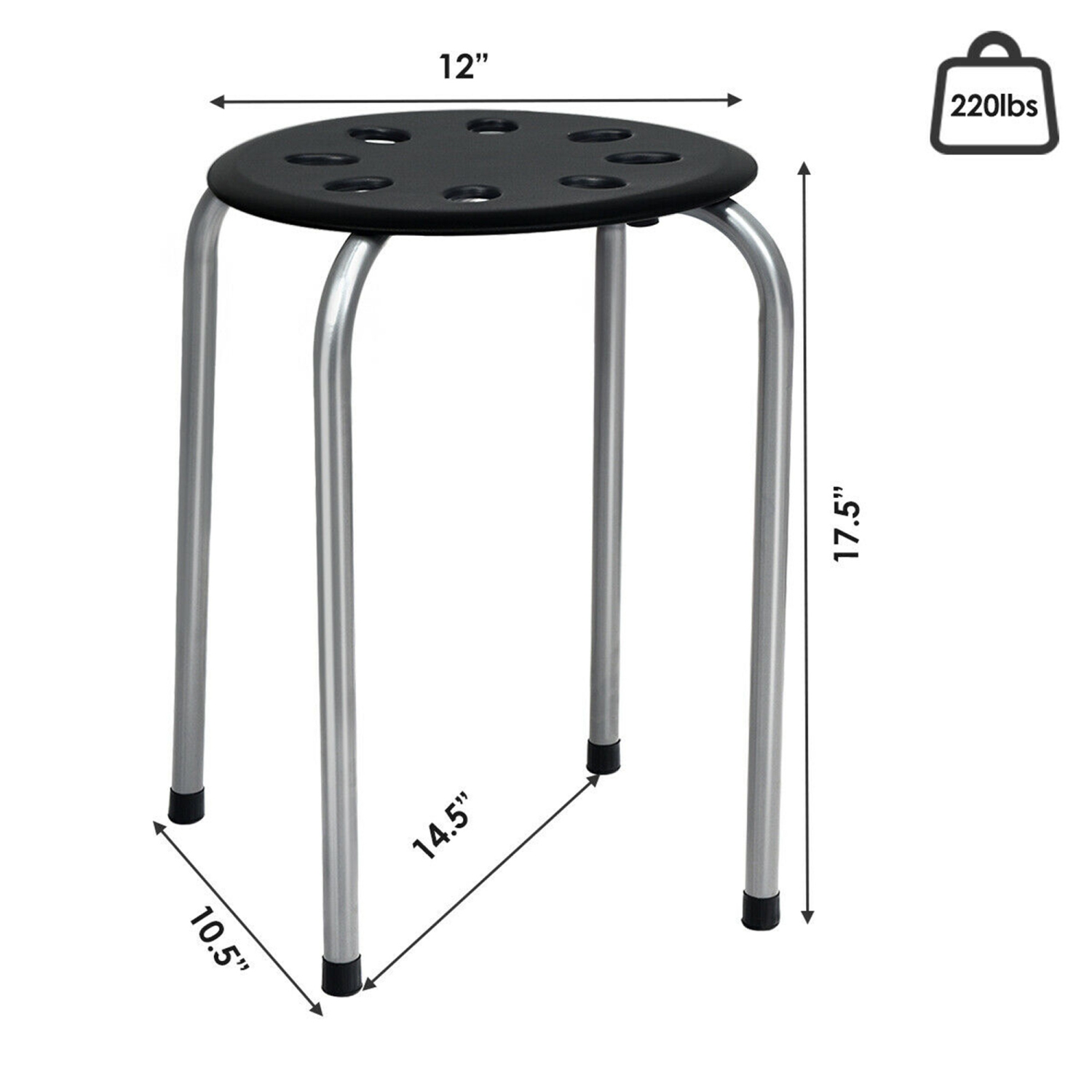 Gymax Set of 6 Portable Plastic Stack Stools Backless Classroom Seating