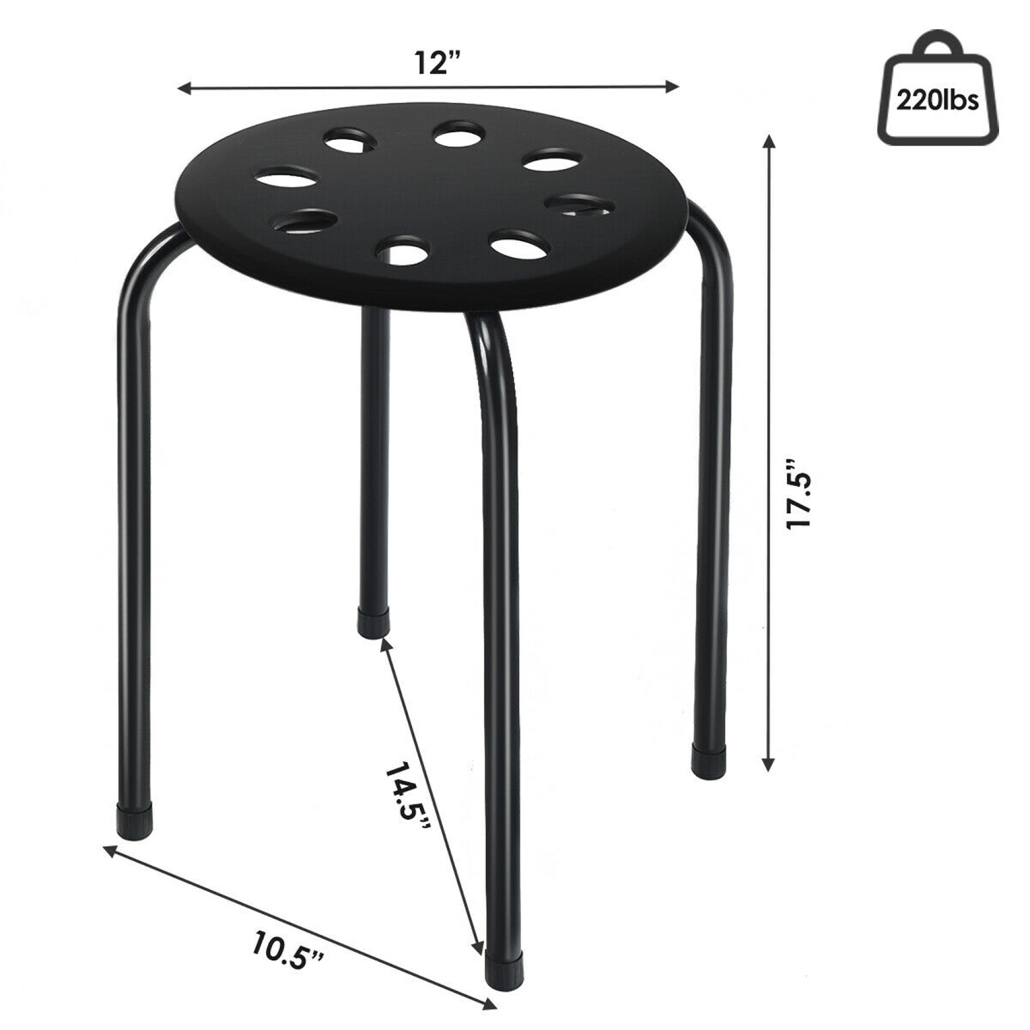 Gymax Set of 6 Portable Plastic Stack Stools Backless Classroom Seating
