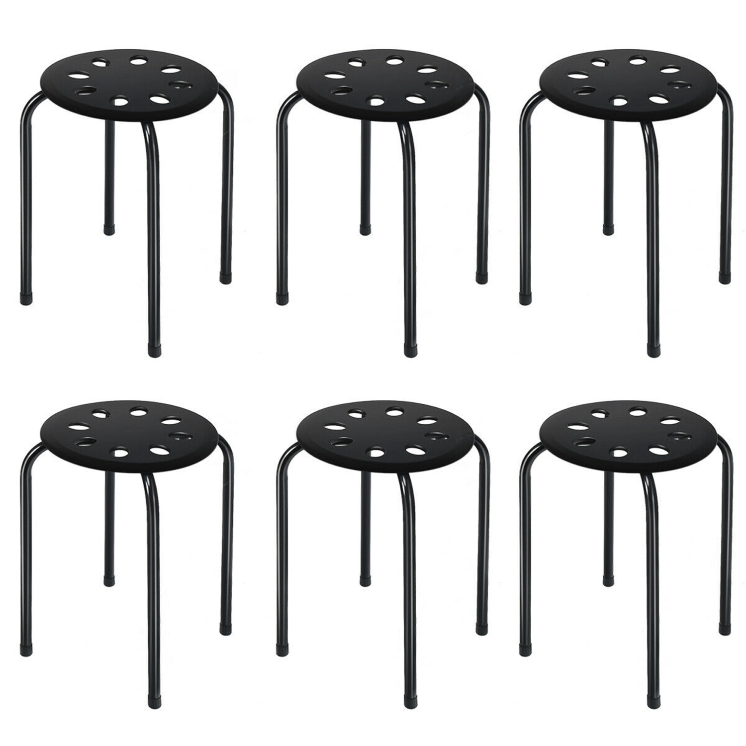 Gymax Set of 6 Portable Plastic Stack Stools Backless Classroom Seating