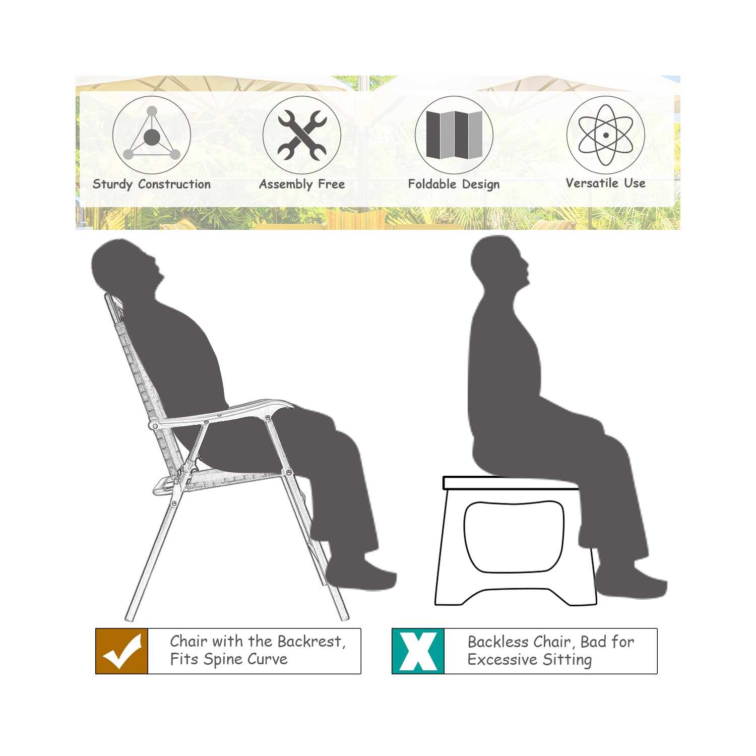 Gymax 3PCS Bistro Set Conversation Set Pub Patio Outdoor w/ Folding Chairs Table