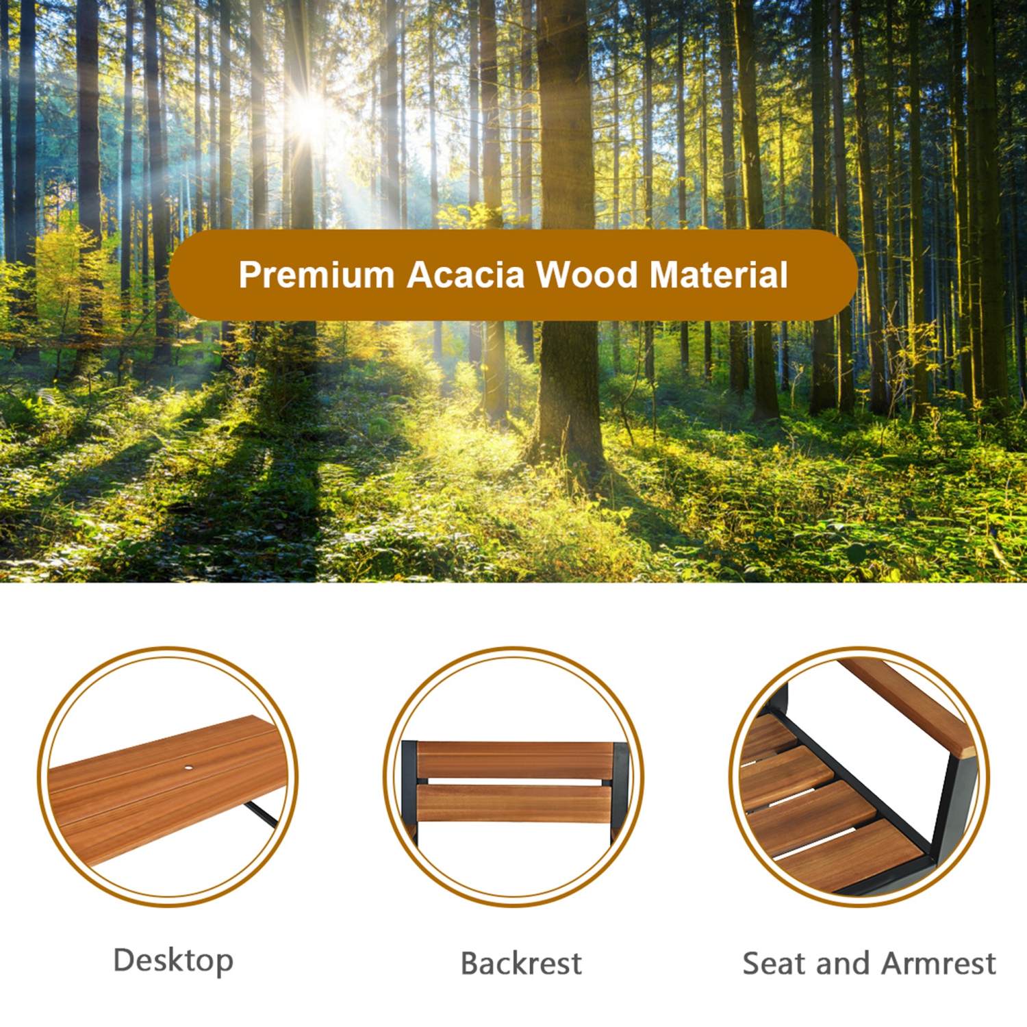 7PCS Ensemble de salle à manger de patio Ensemble de mobiliers d'extérieur avec 6 fauteuils avec trou pour parasol Gymax