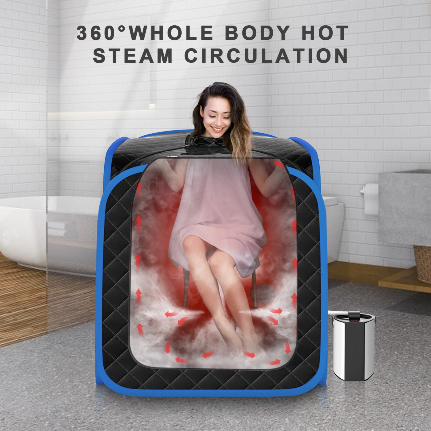 Costway Portable Steam Sauna w/ 9-gear Adjustable Temperature & Herbal Box