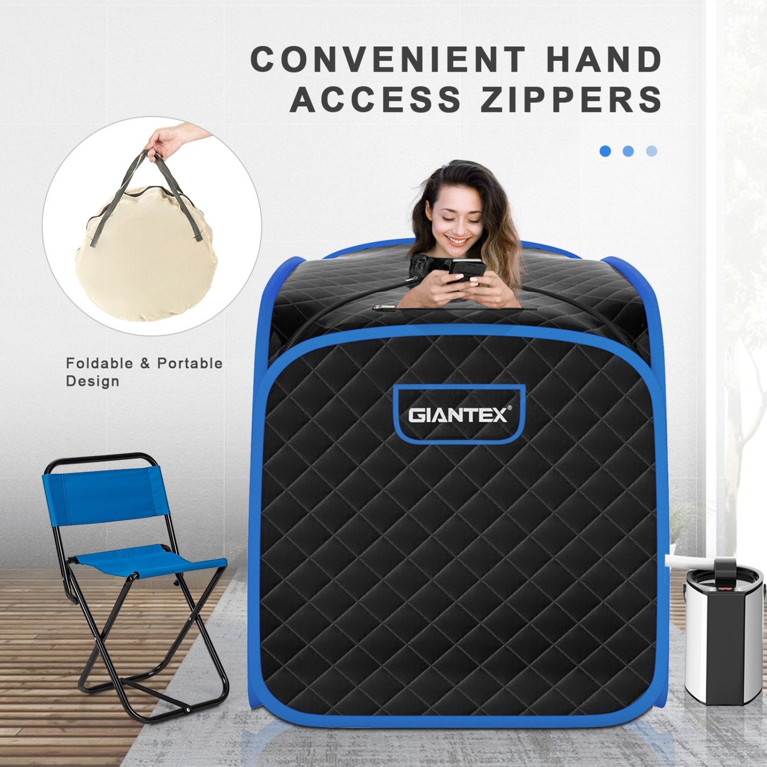 Costway Portable Steam Sauna w/ 9-gear Adjustable Temperature & Herbal Box