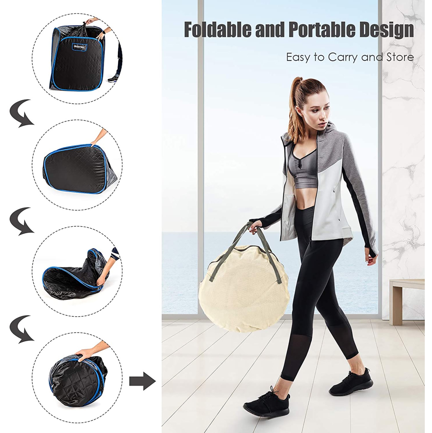 Costway Portable Steam Sauna w/ 9-gear Adjustable Temperature & Herbal Box