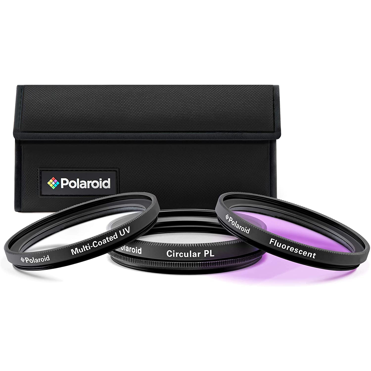 Polaroid Optics 46mm 3-Piece Filter Kit Set [UV,CPL,FLD] includes Nylon Carry Case – Compatible w/ All Popular Camera Lens Models