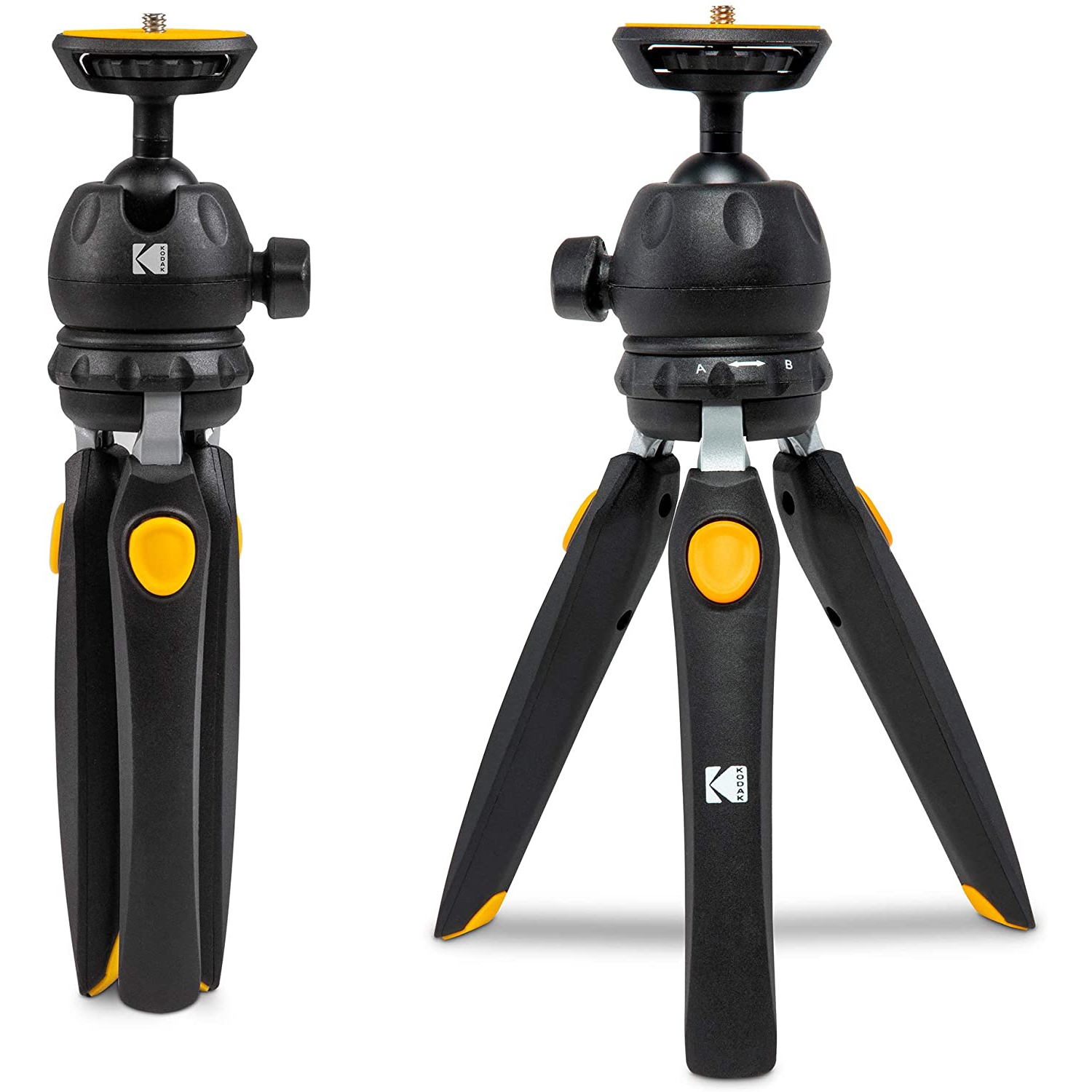 KODAK PhotoGear Mini Adjustable Tripod with 360° Ball Head, Compact 9” Tabletop Tripod Converts to 11” Selfie Stick, 5-Position Legs, Rubber Feet,