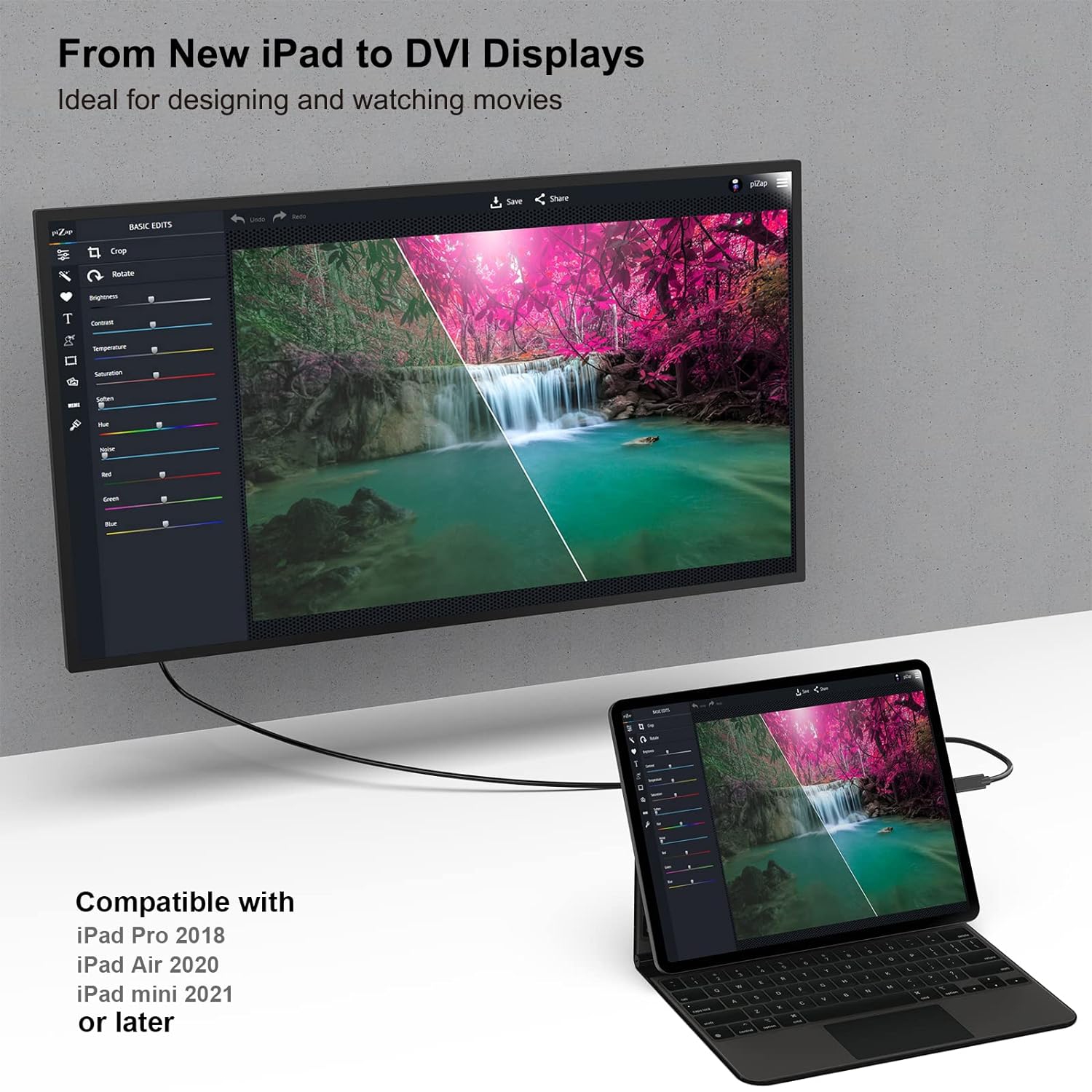 BENFEI USB-C to DVI Cable, 6ft, Thunderbolt 3/4 Compatible for iPhone 15, MacBook, iPad Pro