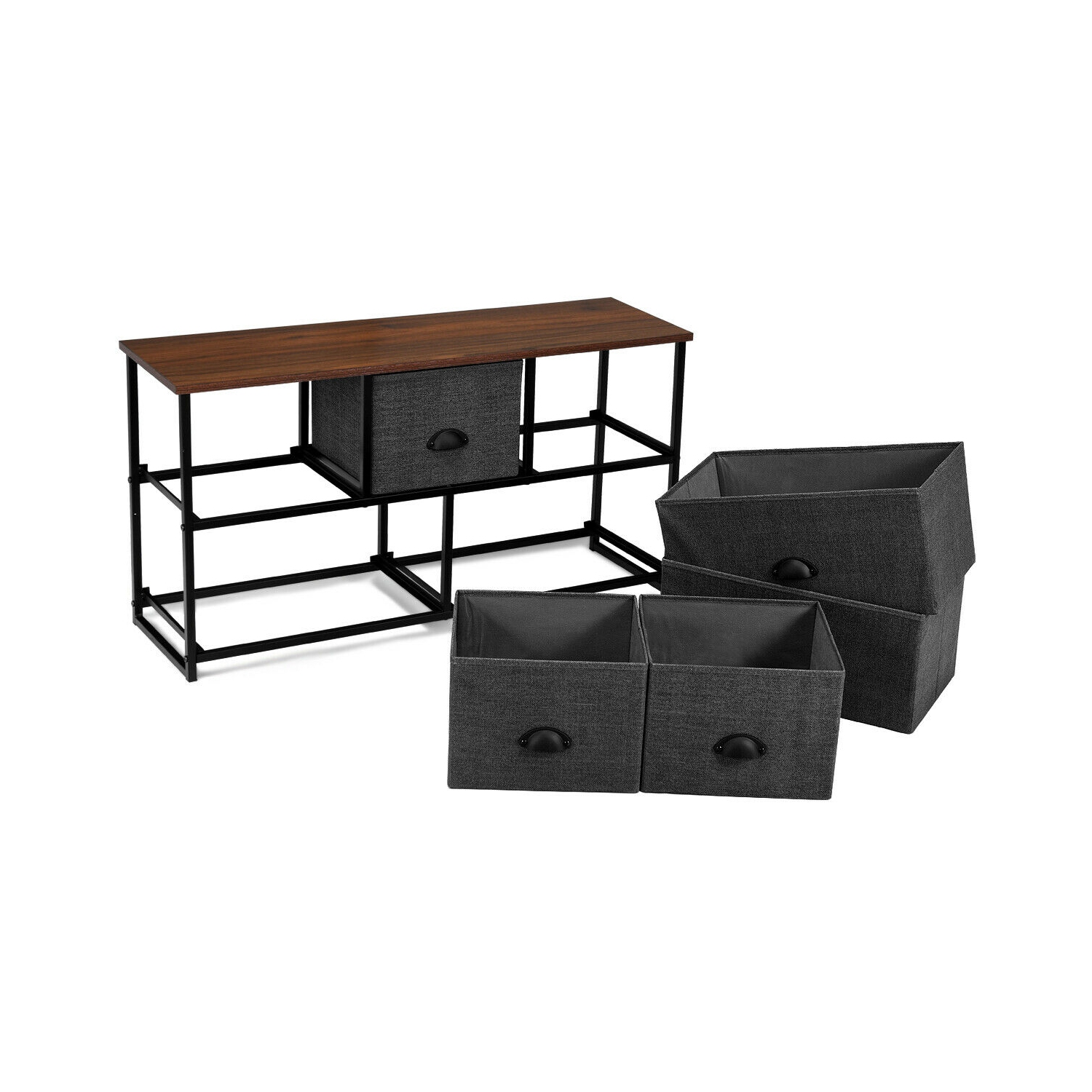 Gymax 5 Drawers Dresser Storage Unit Side Table Display Organizer Dorm Room Wood Black